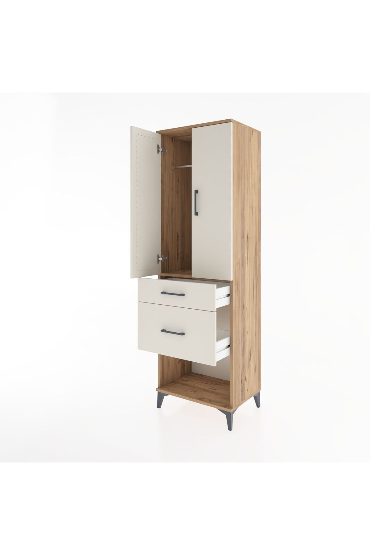 Hyperion Dolap Tek Raflı 2 Çekmeceli Tek Askılı 60x44x195 - S59M052V7B