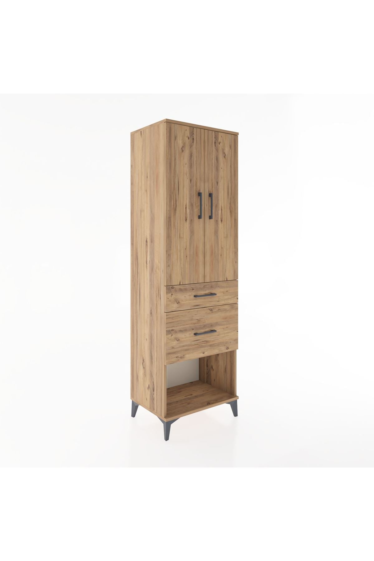 Hyperion Dolap Tek Raflı 2 Çekmeceli Tek Askılı 60x44x195 - S59M052V9B