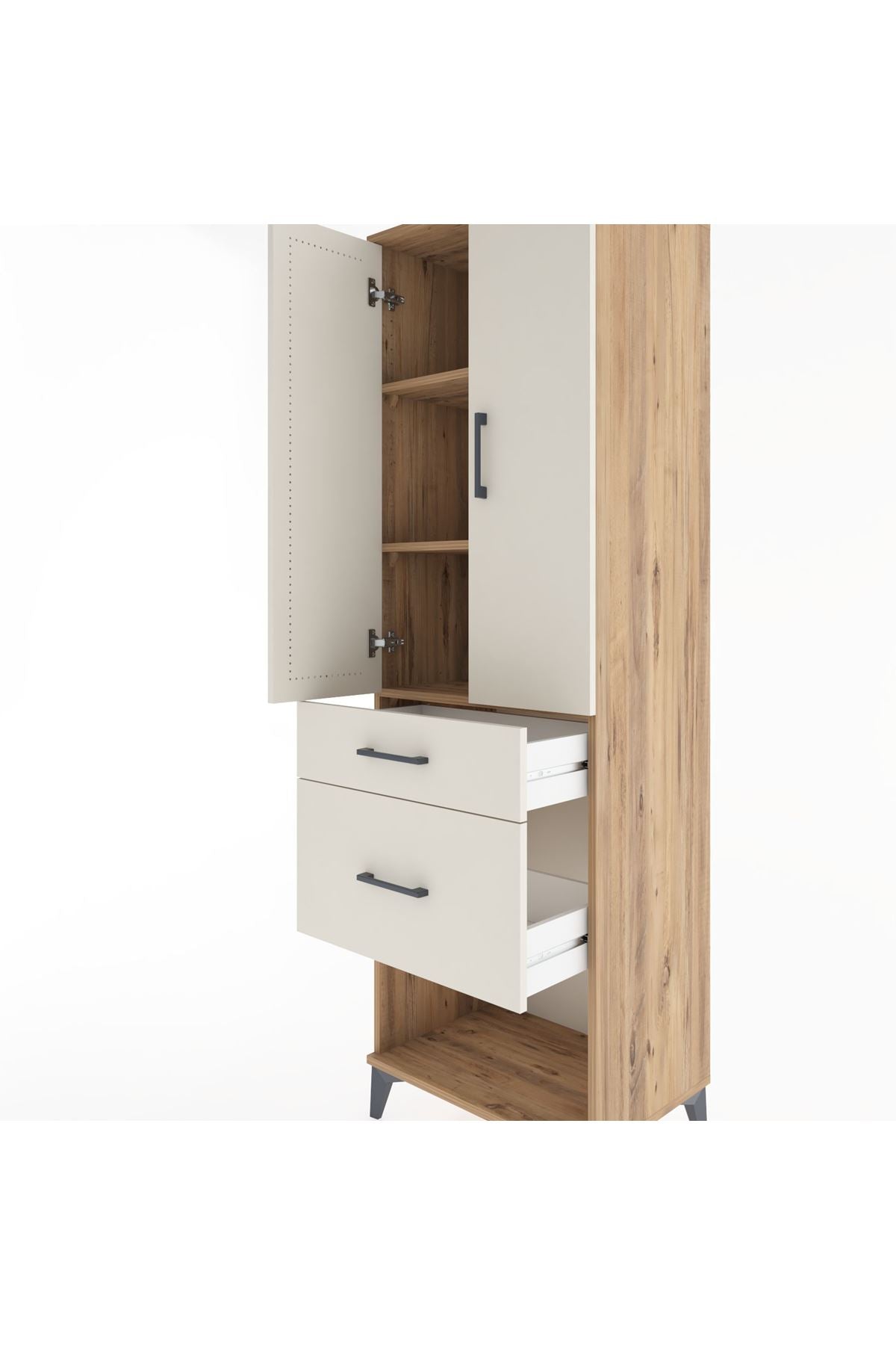 Hyperion Dolap 3 Raflı 2 Çekmeceli 2 Kapaklı 60x44x195 - S59M053V7B