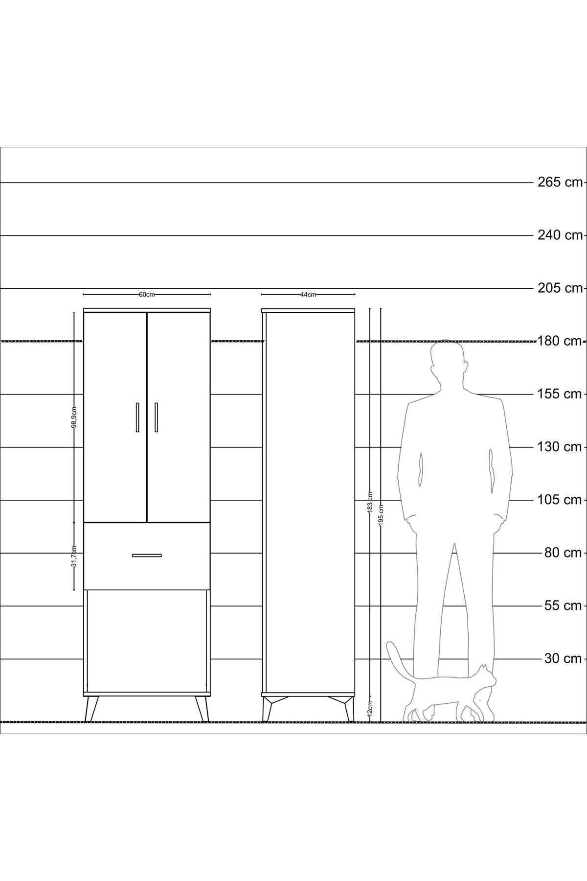 Hyperion Dolap Tek Raflı Tek Çekmeceli Tek Askılı 60x44x195 - S59M054V7B