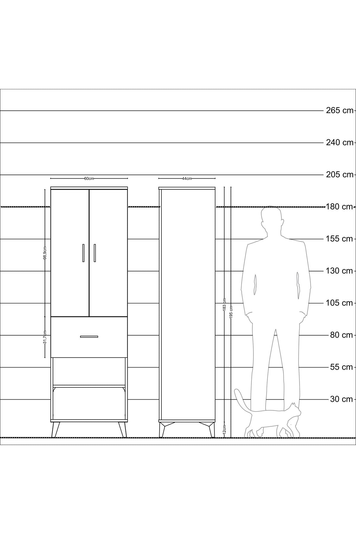Hyperion Dolap 4 Raflı Tek Çekmeceli 2 Kapaklı 60x44x195 - S59M055V5B