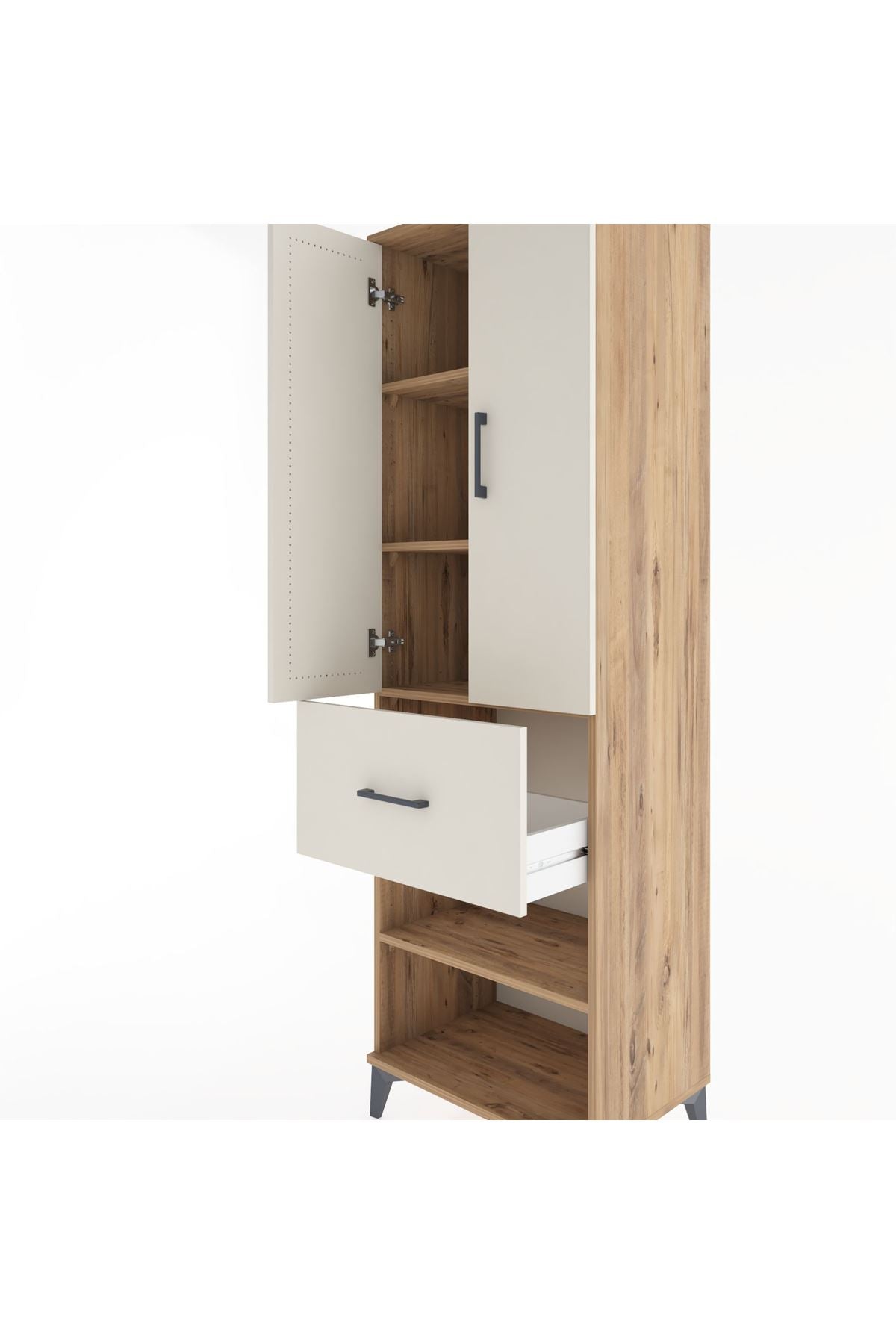 Hyperion Dolap 4 Raflı Tek Çekmeceli 2 Kapaklı 60x44x195 - S59M055V7B