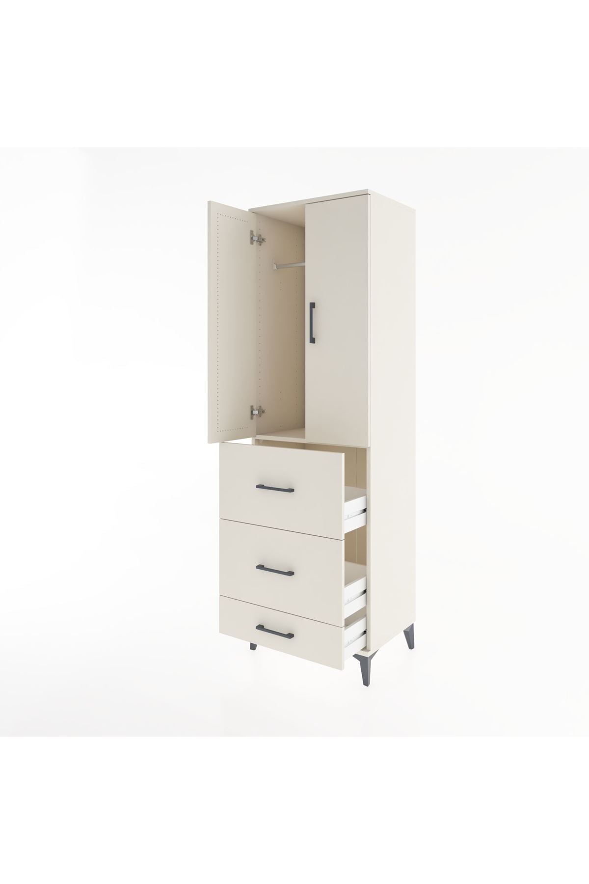 Hyperion Dolap Tek Raflı 3 Çekmeceli Tek Askılı 60x44x195 - S59M056V1B