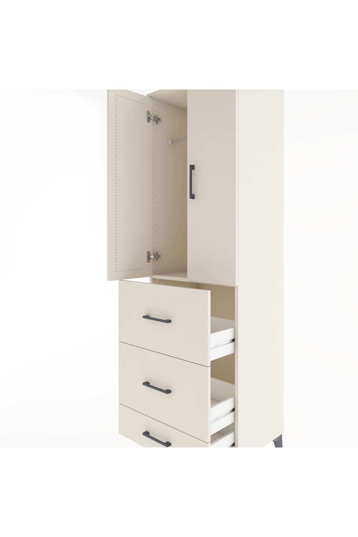 Hyperion Dolap Tek Raflı 3 Çekmeceli Tek Askılı 60x44x195 - S59M056V1B