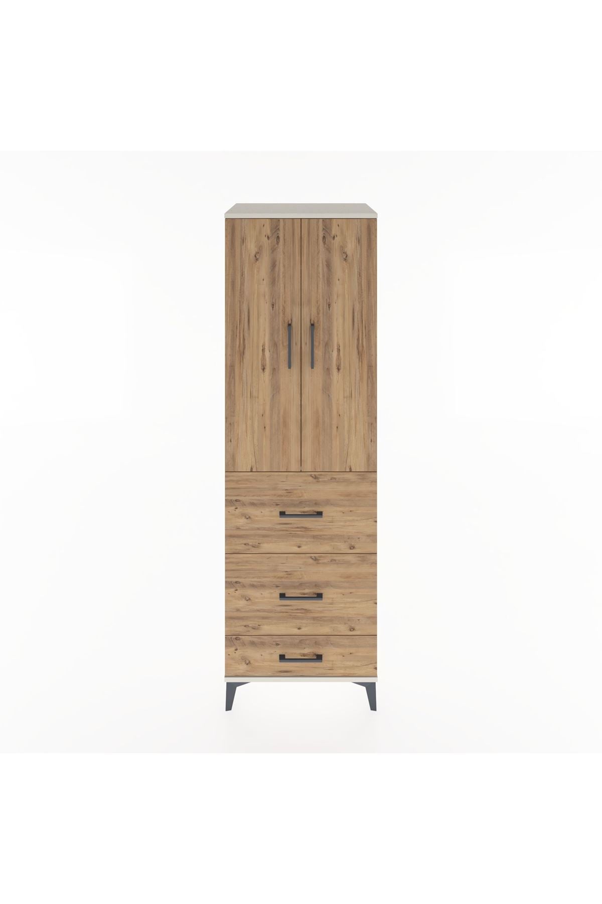 Hyperion Dolap Tek Raflı 3 Çekmeceli Tek Askılı 60x44x195 - S59M056V3B