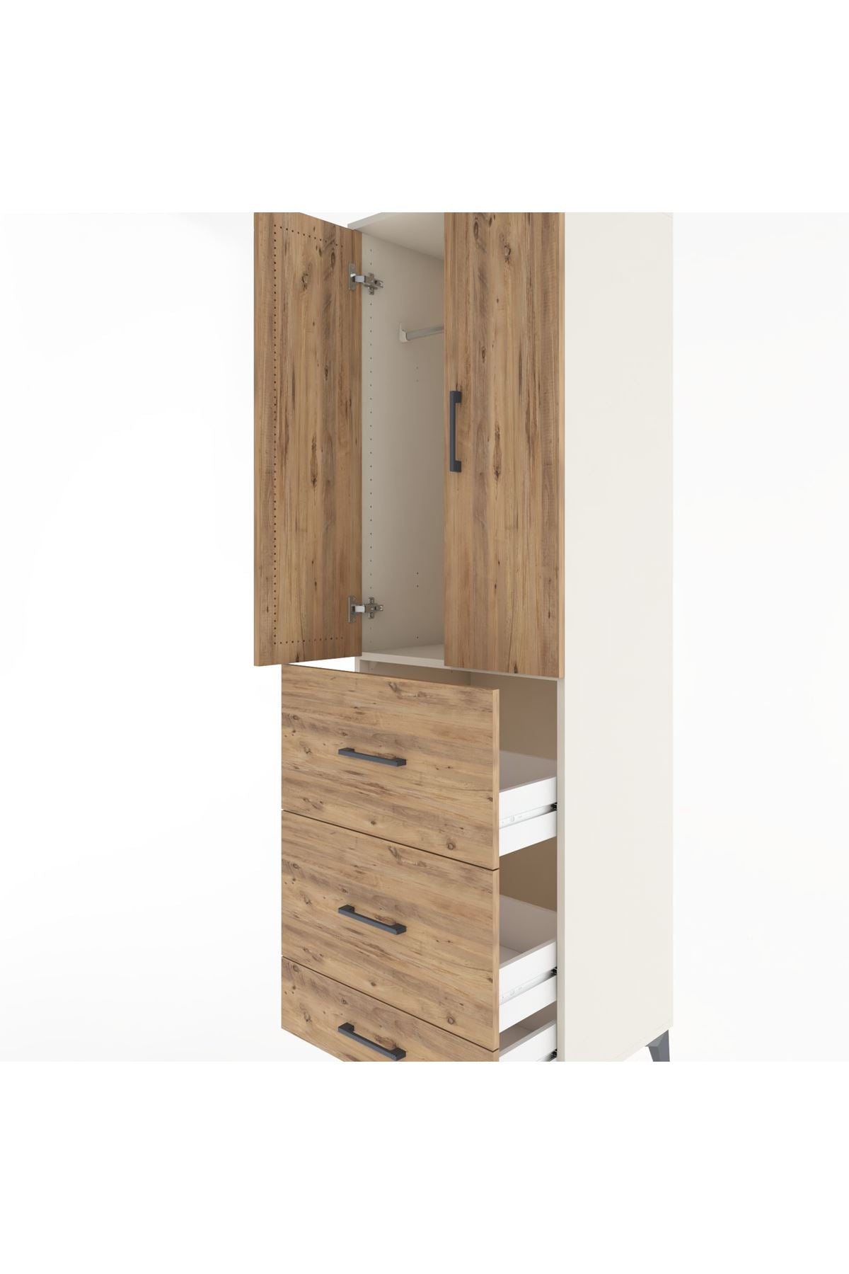 Hyperion Dolap Tek Raflı 3 Çekmeceli Tek Askılı 60x44x195 - S59M056V3B