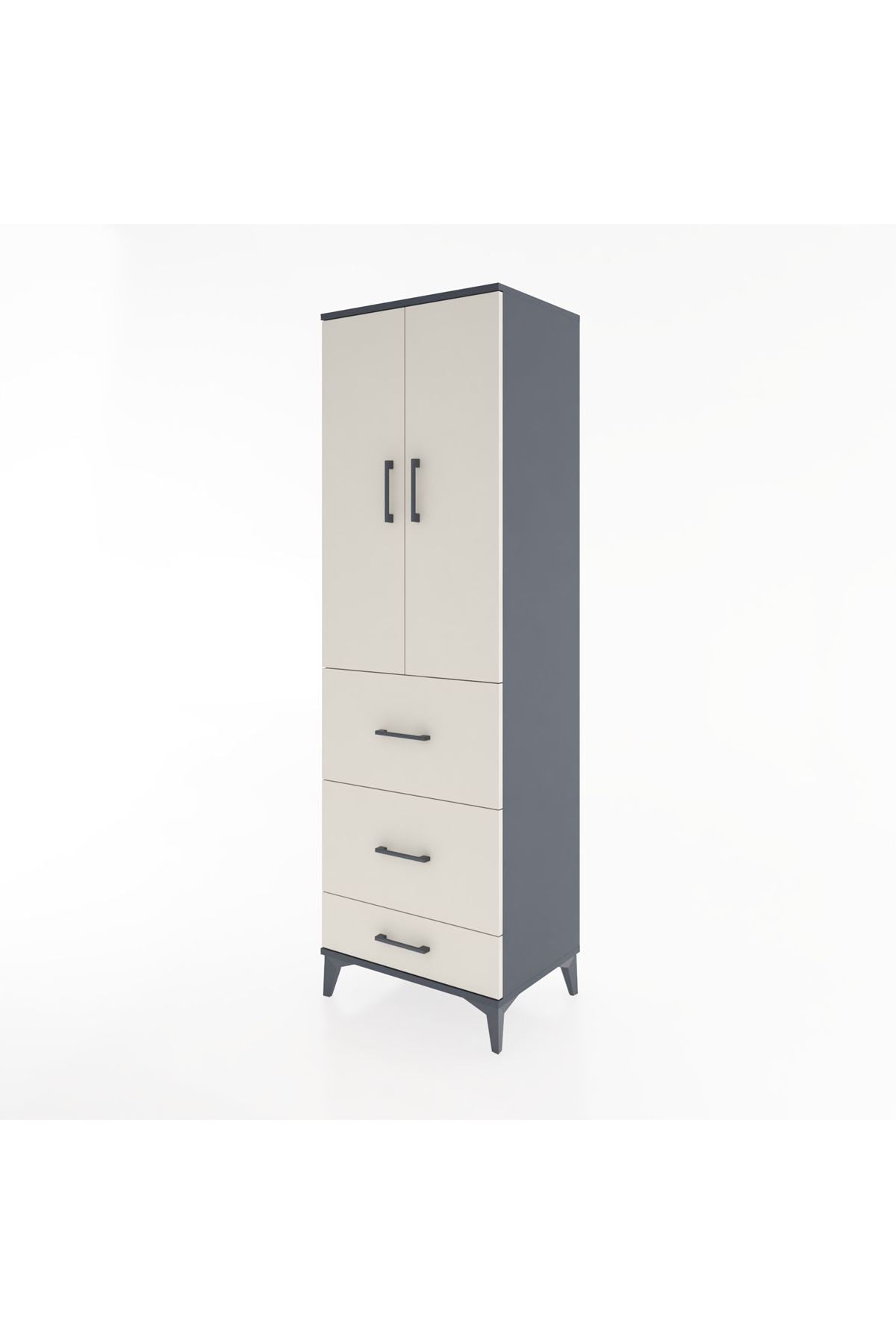 Hyperion Dolap Tek Raflı 3 Çekmeceli Tek Askılı 60x44x195 - S59M056V4B