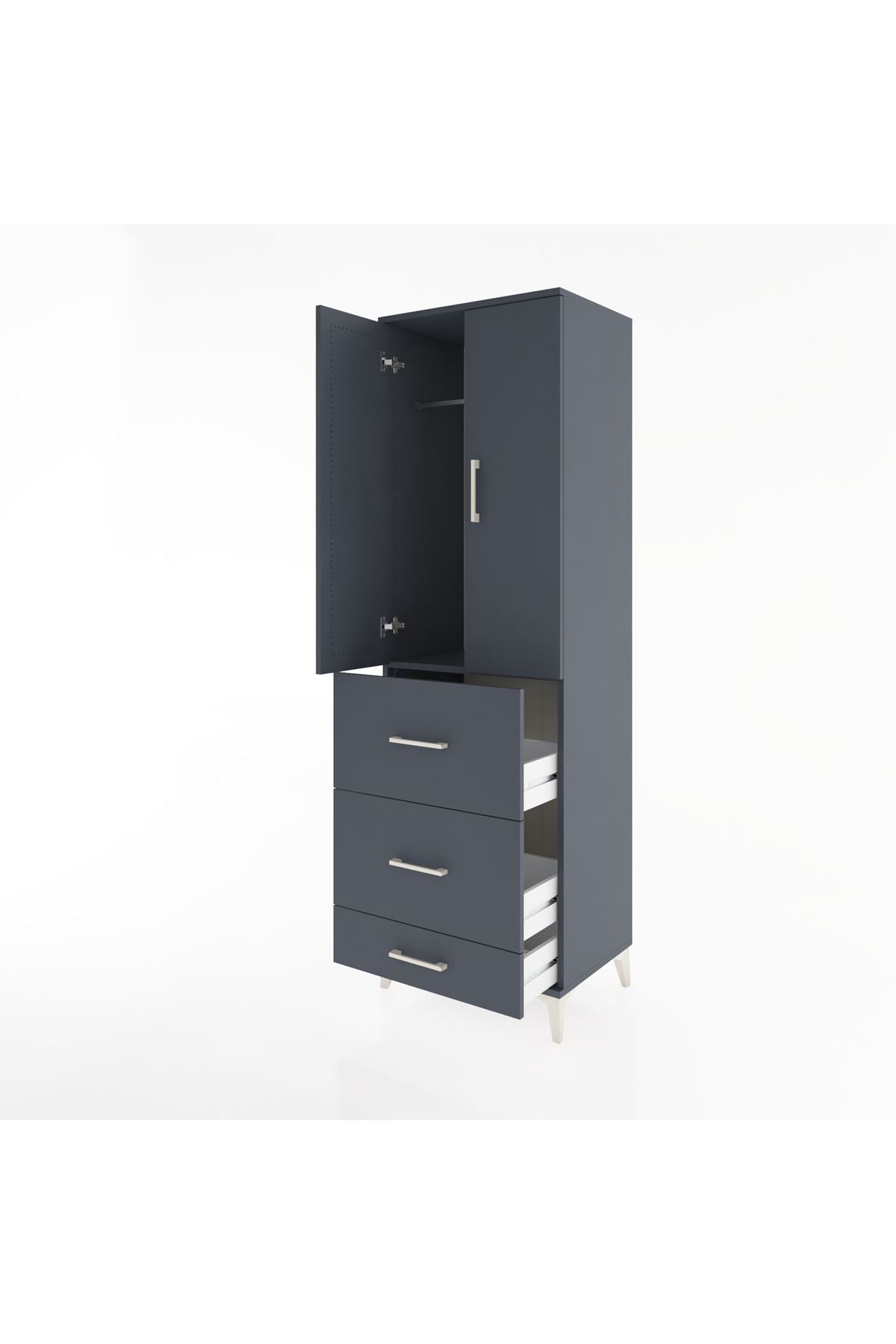 Hyperion Dolap Tek Raflı 3 Çekmeceli Tek Askılı 60x44x195 - S59M056V5B