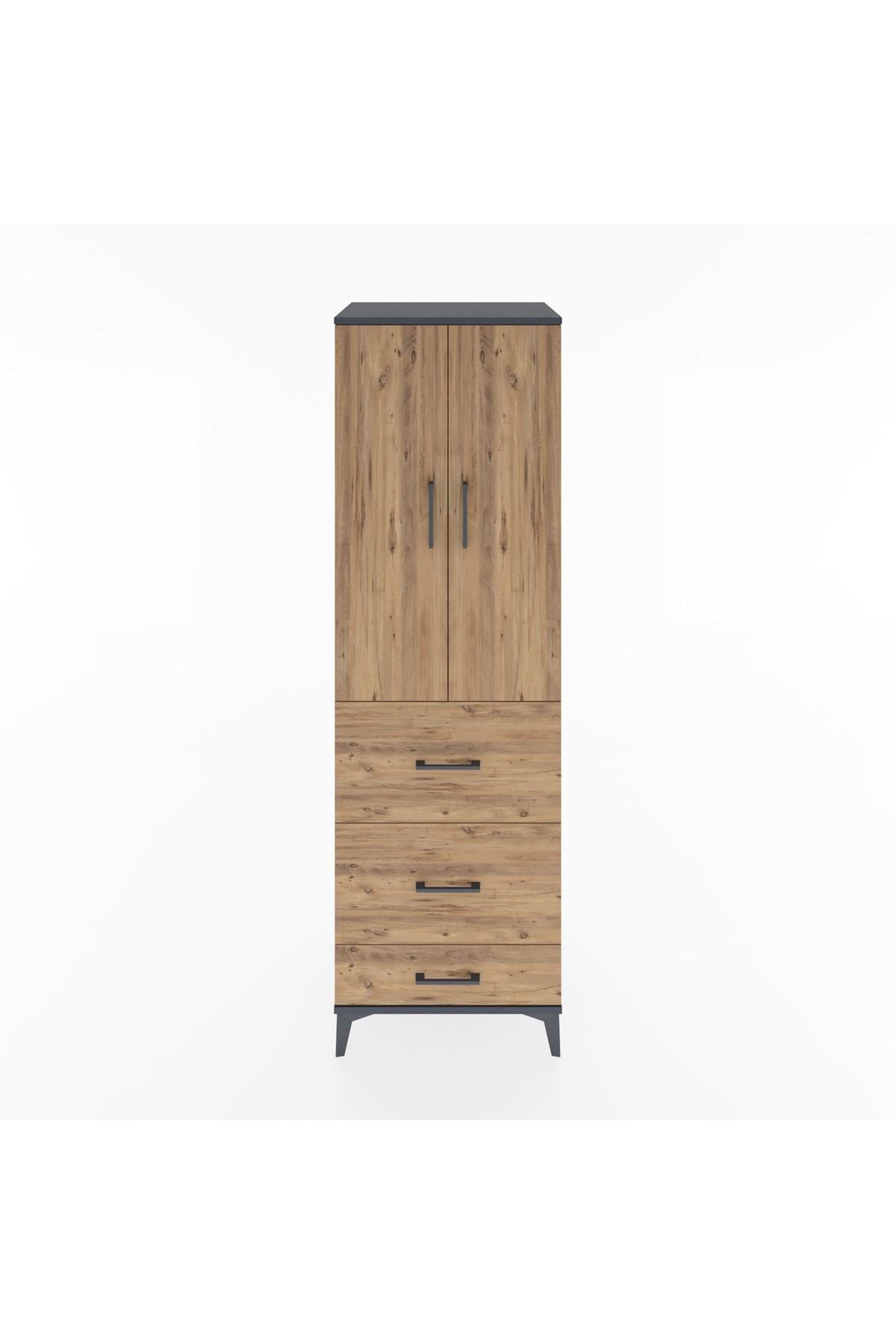 Hyperion Dolap Tek Raflı 3 Çekmeceli Tek Askılı 60x44x195 - S59M056V6B
