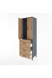 Hyperion Dolap Tek Raflı 3 Çekmeceli Tek Askılı 60x44x195 - S59M056V6B