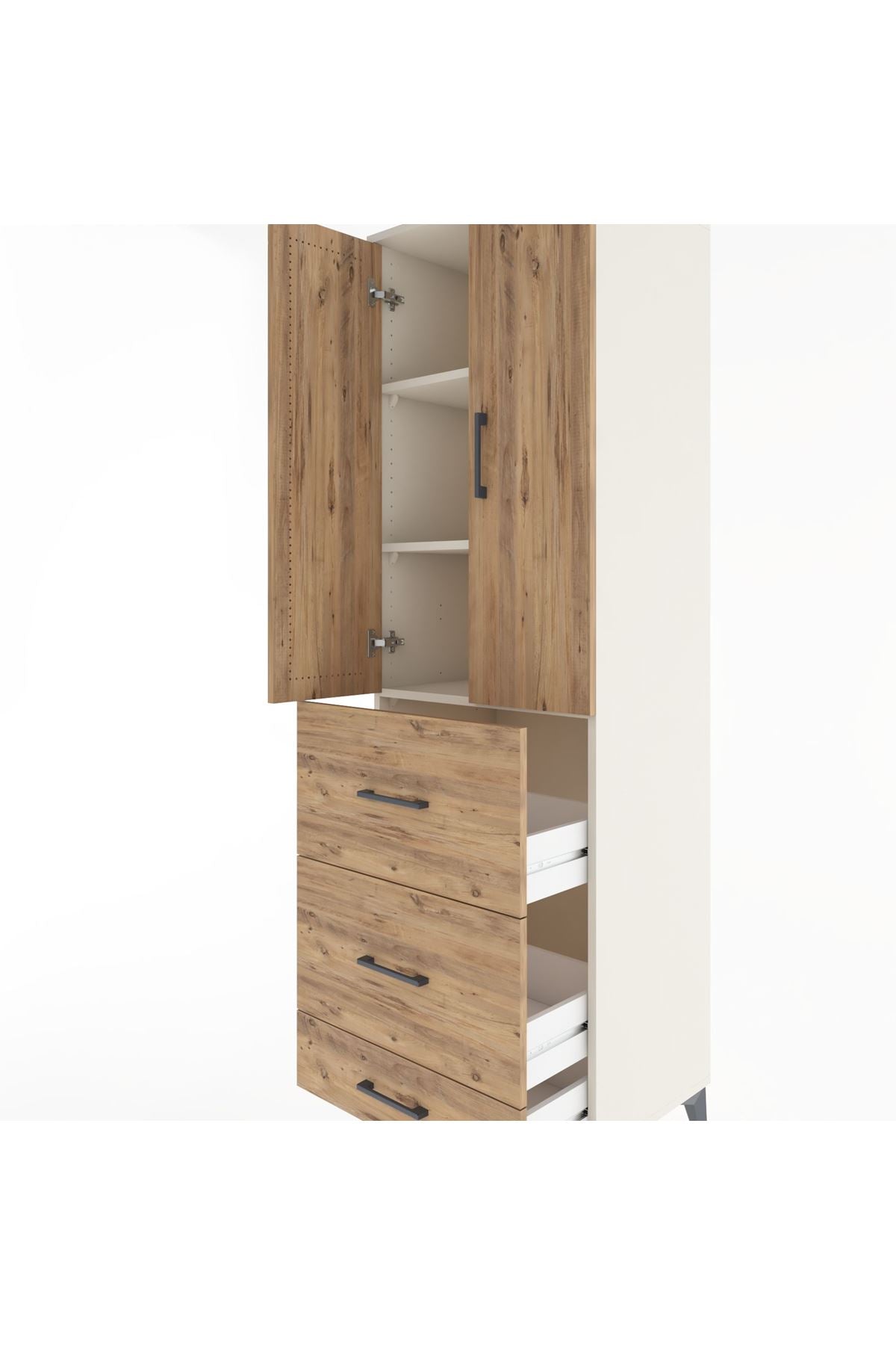 Hyperion Dolap 3 Raflı 3 Çekmeceli 2 Kapaklı 60x44x195 - S59M057V3B