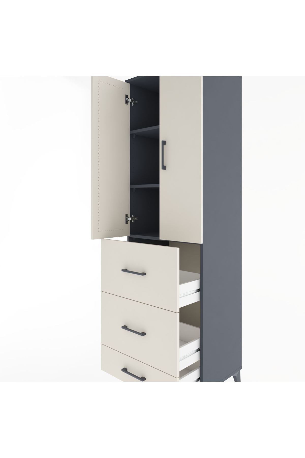 Hyperion Dolap 3 Raflı 3 Çekmeceli 2 Kapaklı 60x44x195 - S59M057V4B