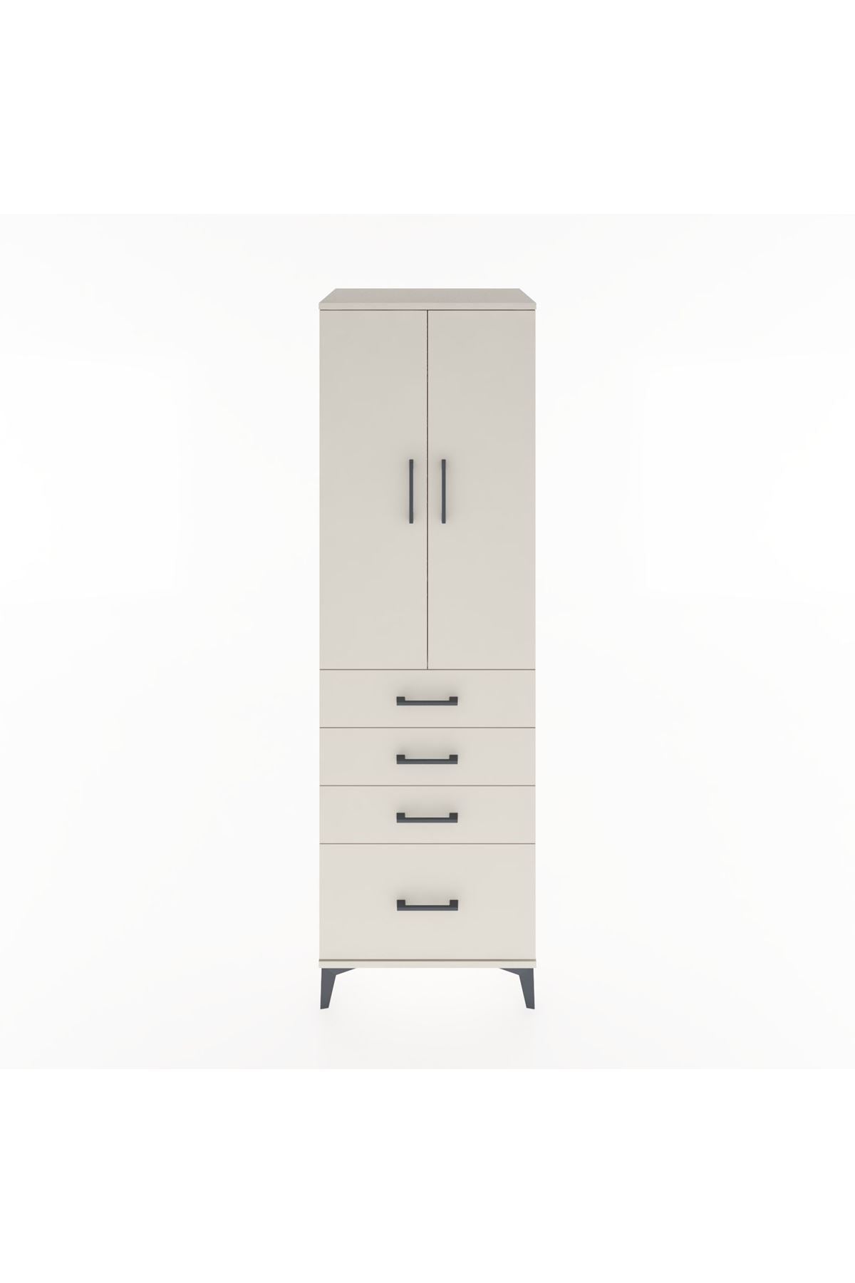 Hyperion Dolap Tek Raflı 4 Çekmeceli Tek Askılı 60x44x195 - S59M058V1B