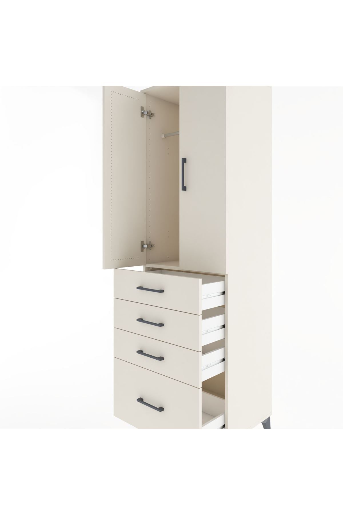 Hyperion Dolap Tek Raflı 4 Çekmeceli Tek Askılı 60x44x195 - S59M058V1B