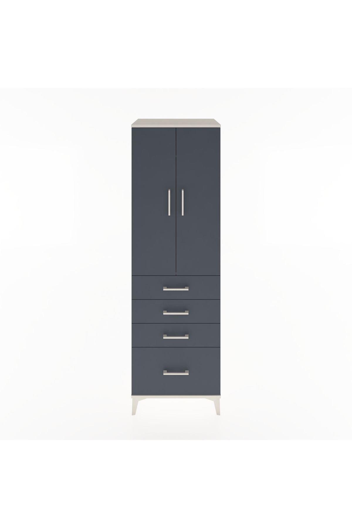 Hyperion Dolap Tek Raflı 4 Çekmeceli Tek Askılı 60x44x195 - S59M058V2B