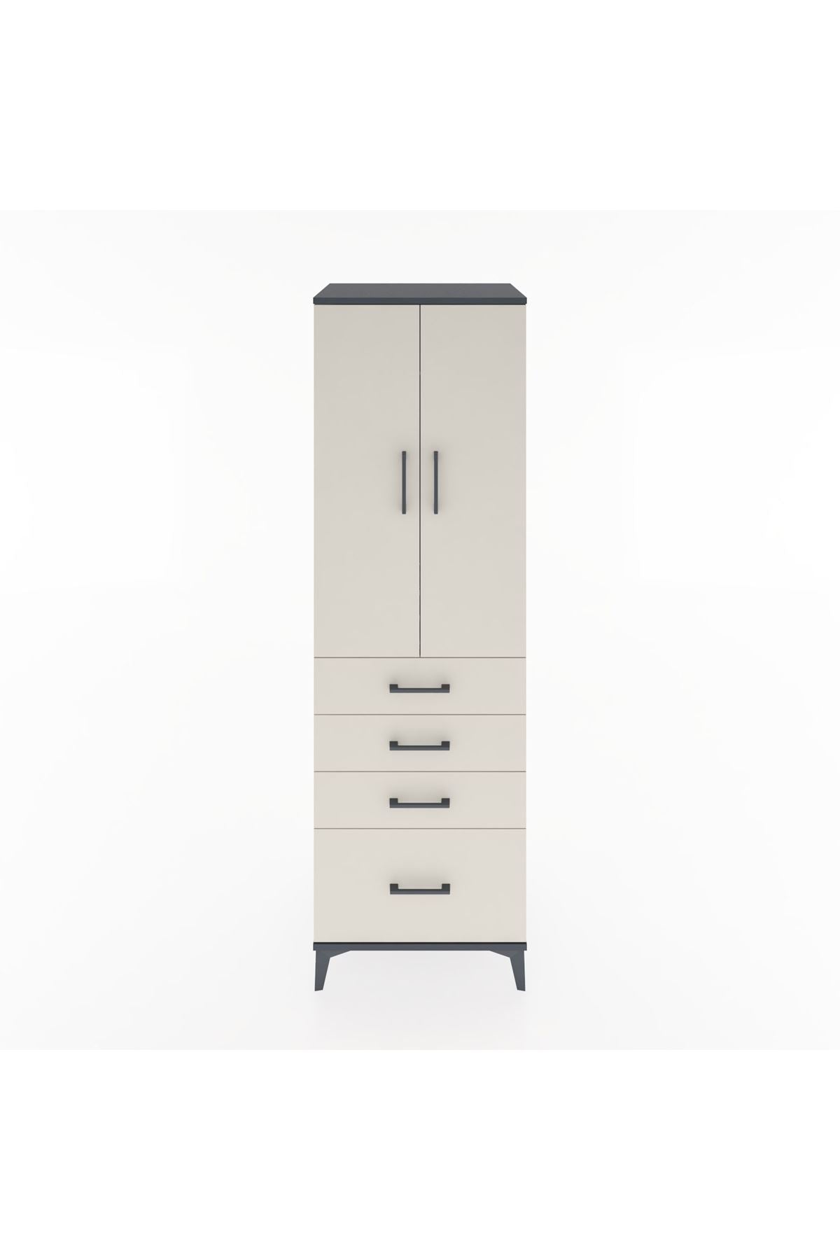 Hyperion Dolap Tek Raflı 4 Çekmeceli Tek Askılı 60x44x195 - S59M058V4B