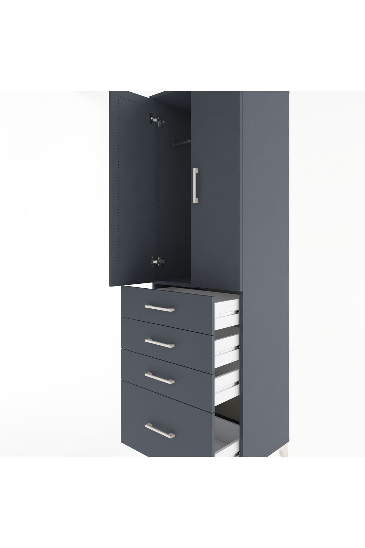 Hyperion Dolap Tek Raflı 4 Çekmeceli Tek Askılı 60x44x195 - S59M058V5B