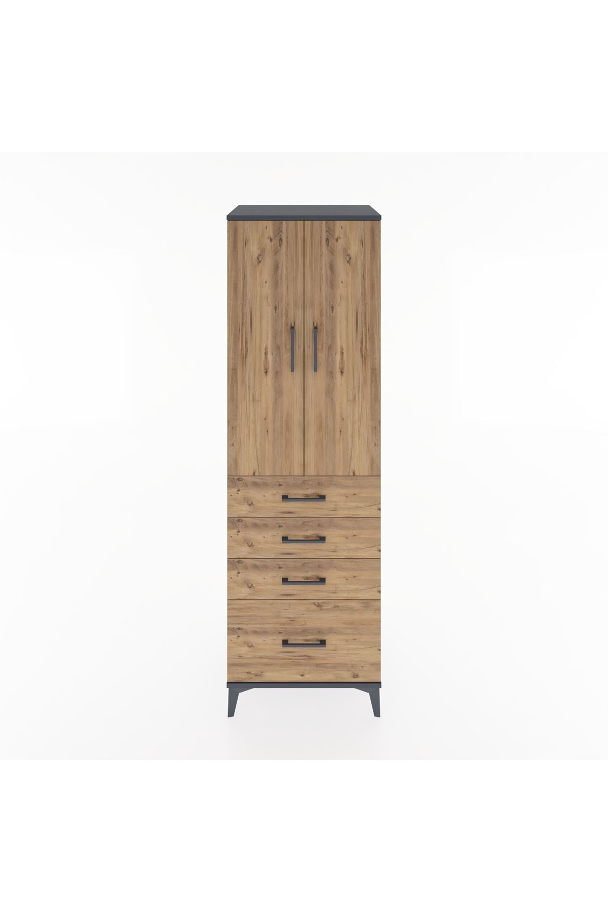 Hyperion Dolap Tek Raflı 4 Çekmeceli Tek Askılı 60x44x195 - S59M058V6B