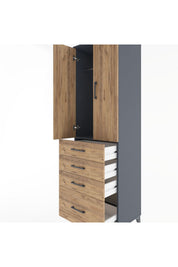 Hyperion Dolap Tek Raflı 4 Çekmeceli Tek Askılı 60x44x195 - S59M058V6B