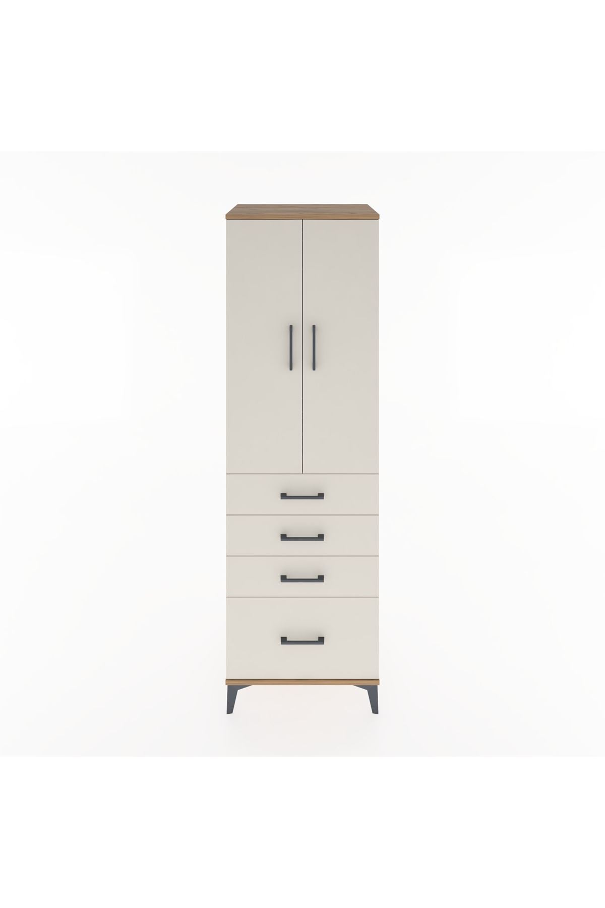 Hyperion Dolap Tek Raflı 4 Çekmeceli Tek Askılı 60x44x195 - S59M058V7B