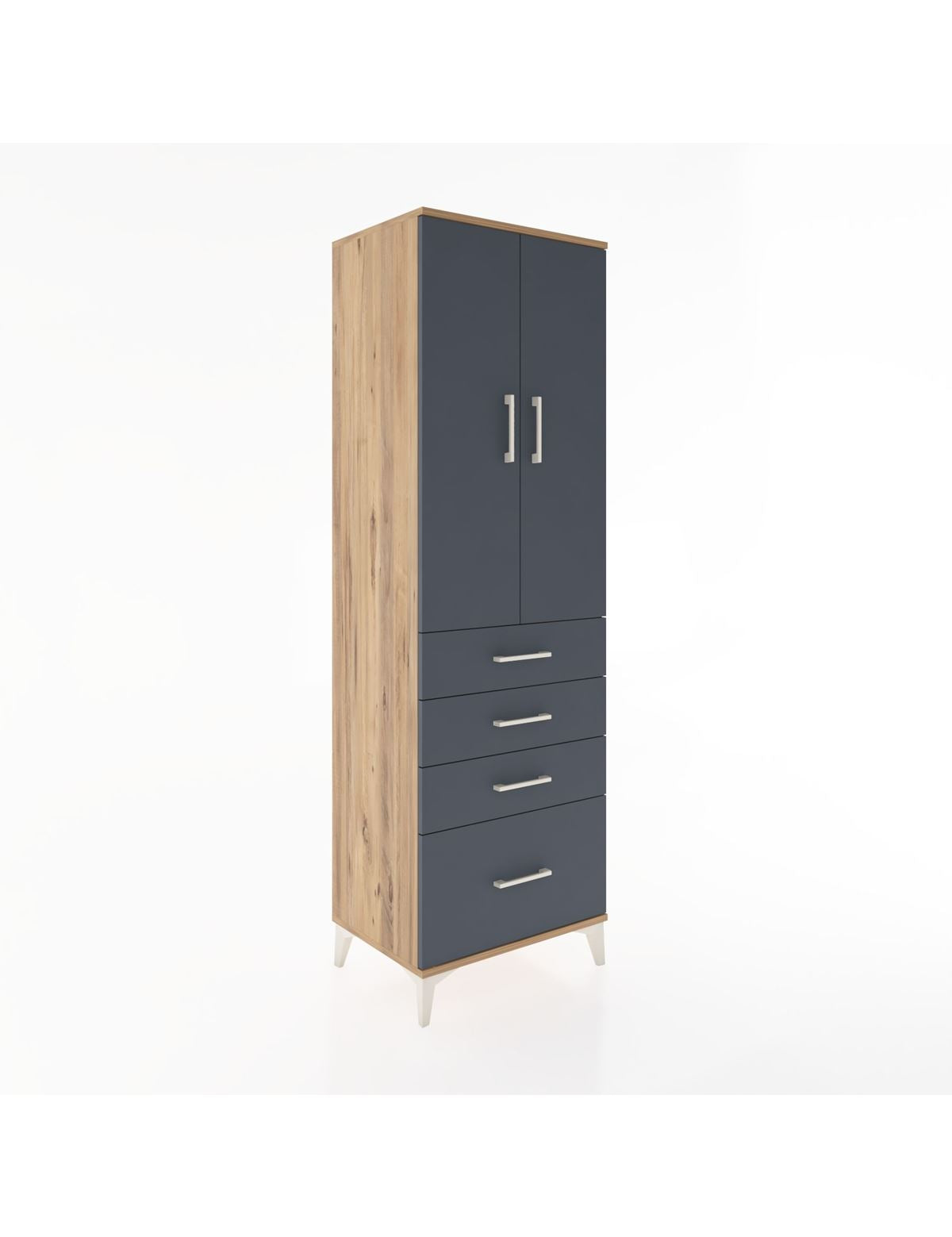 Hyperion Dolap Tek Raflı 4 Çekmeceli Tek Askılı 60x44x195 - S59M058V8B
