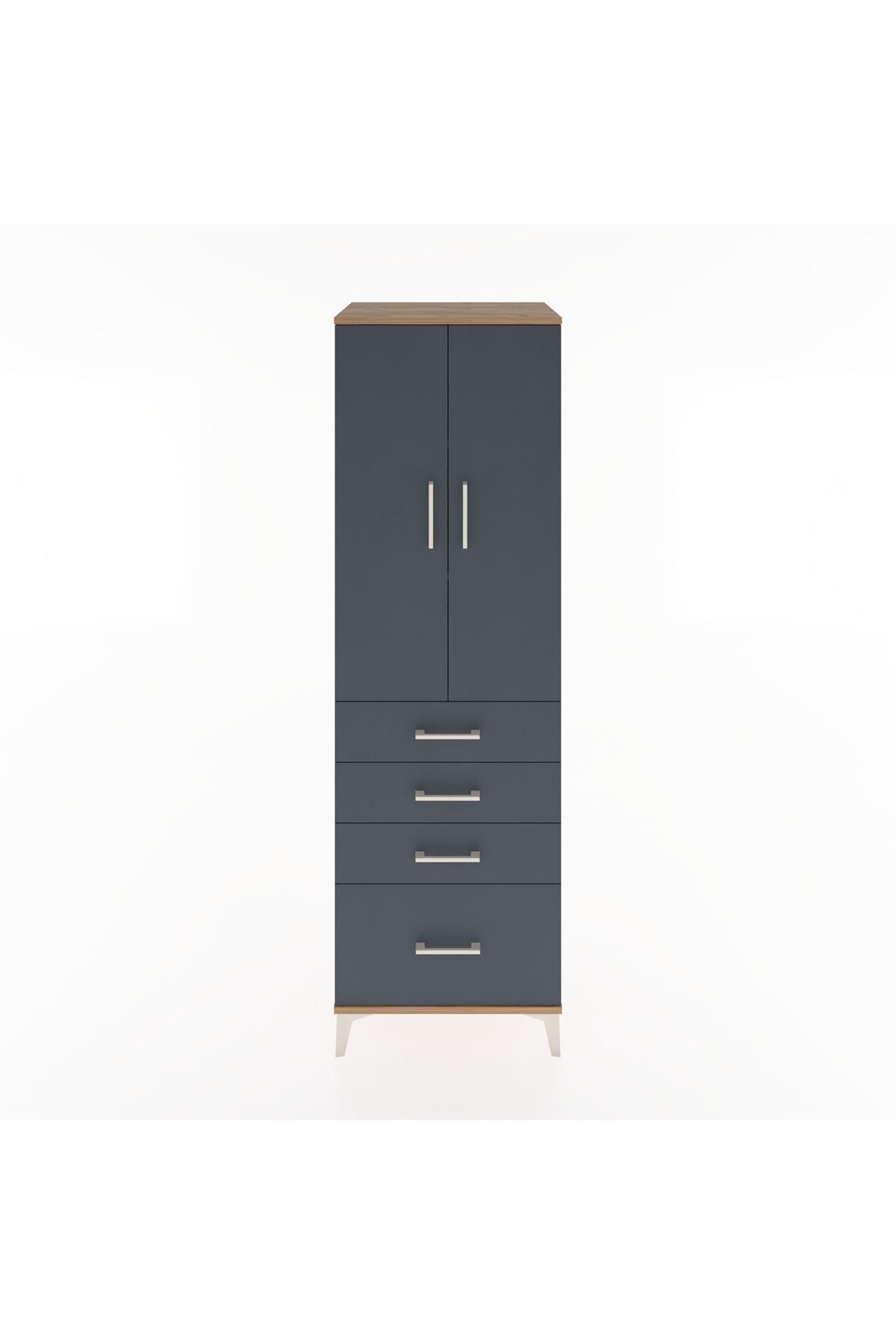 Hyperion Dolap 3 Raflı 4 Çekmeceli 2 Kapaklı 60x44x195 - S59M059V8B