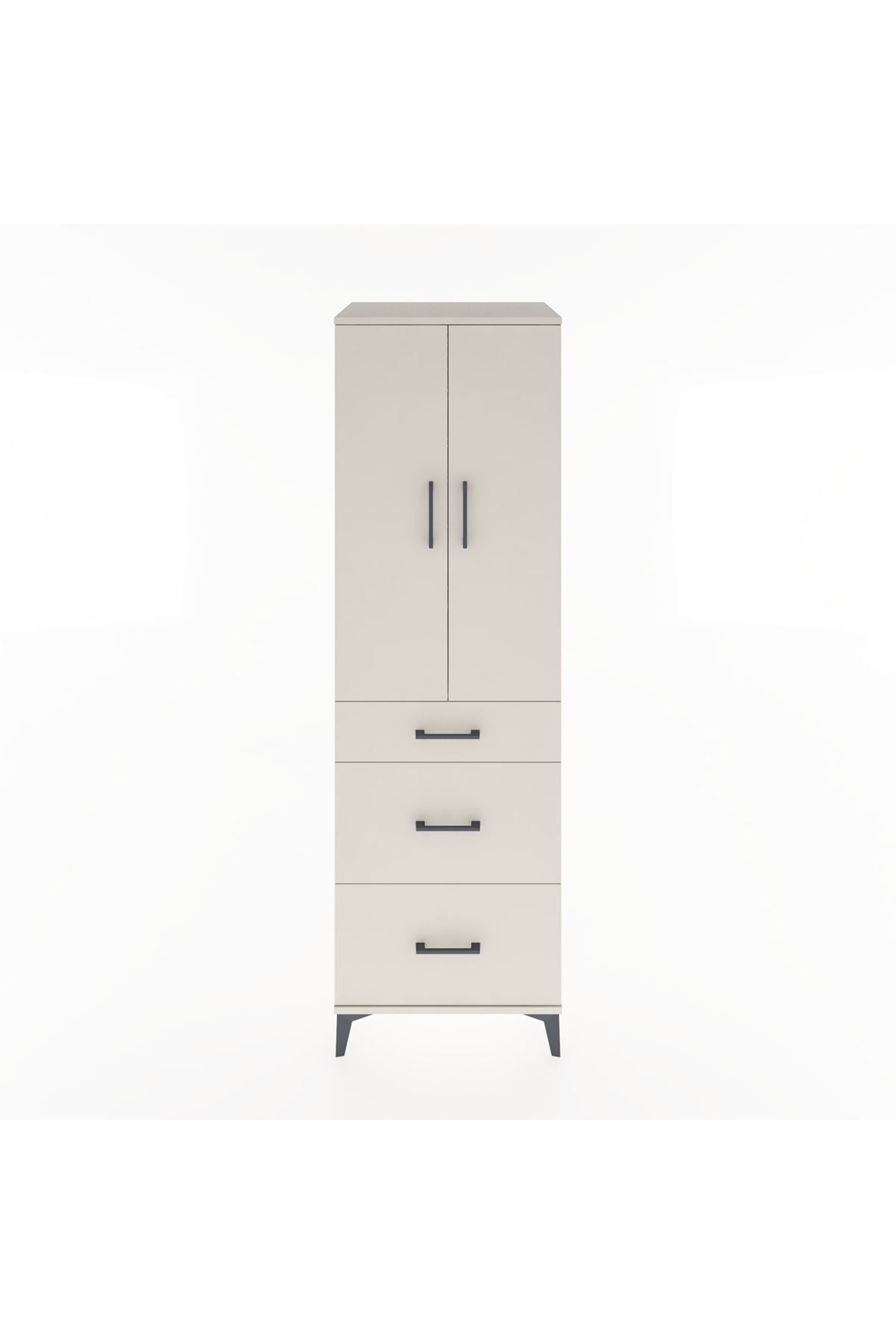 Hyperion Dolap Tek Raflı 3 Çekmeceli Tek Askılı 60x44x195 - S59M060V1B