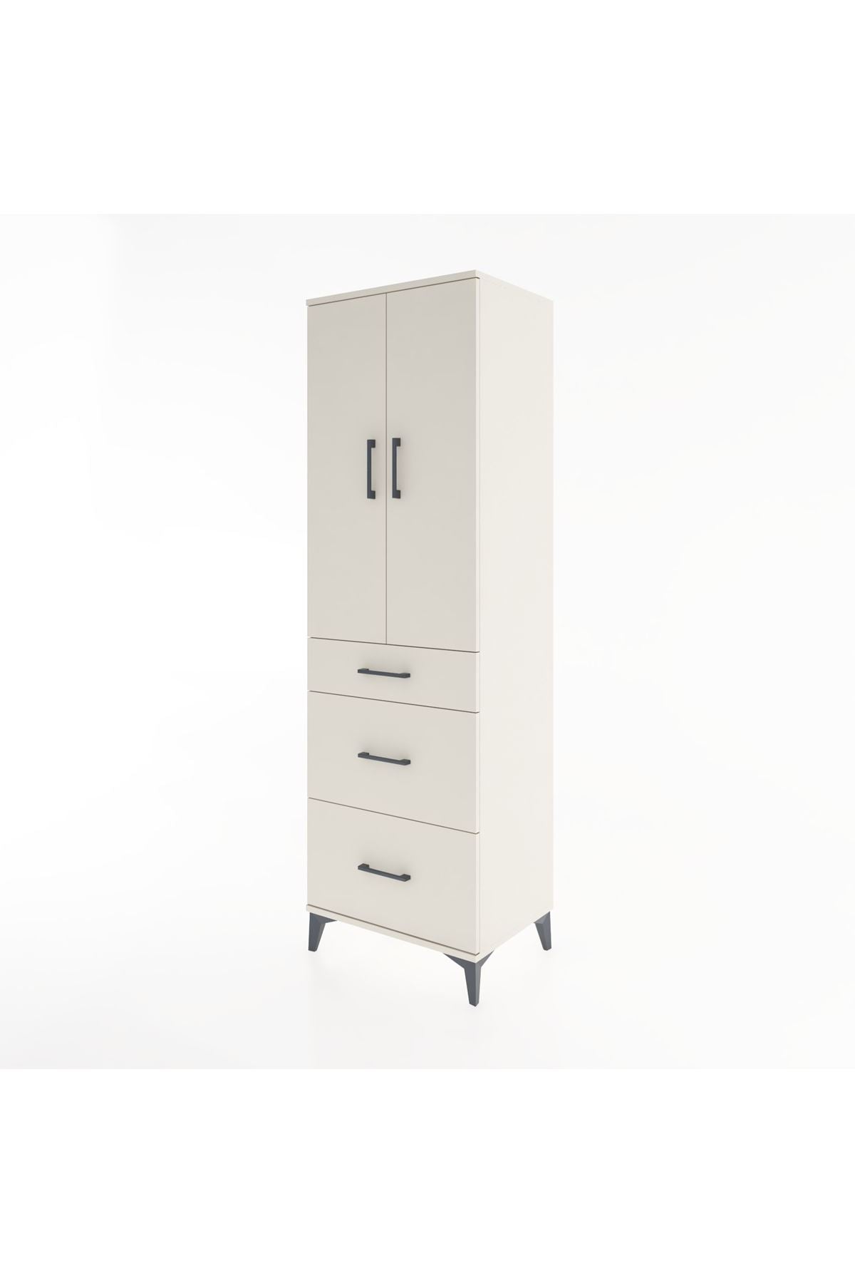 Hyperion Dolap Tek Raflı 3 Çekmeceli Tek Askılı 60x44x195 - S59M060V1B