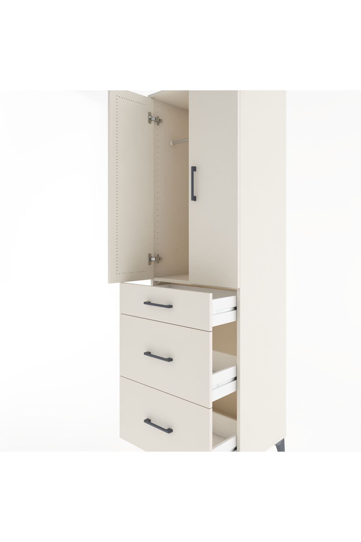 Hyperion Dolap Tek Raflı 3 Çekmeceli Tek Askılı 60x44x195 - S59M060V1B