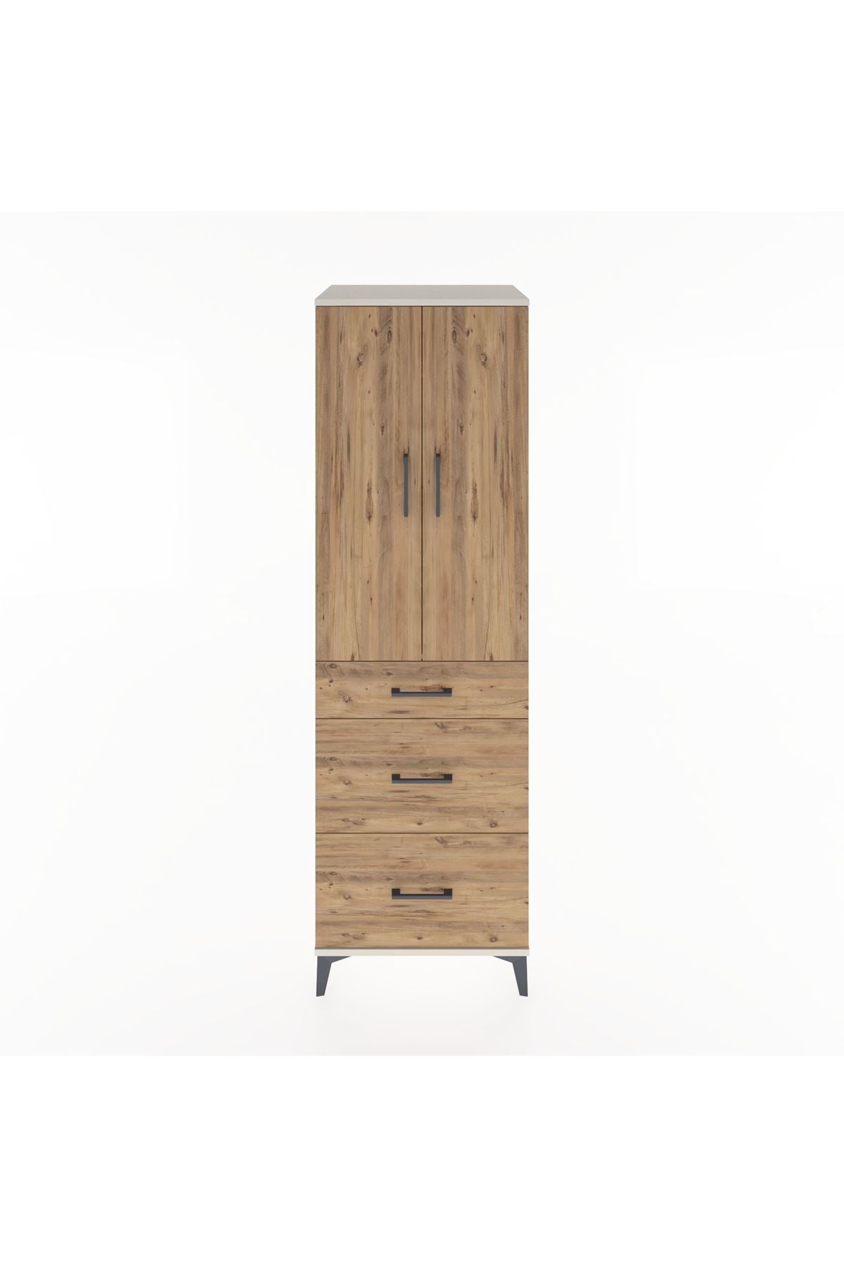 Hyperion Dolap Tek Raflı 3 Çekmeceli Tek Askılı 60x44x195 - S59M060V3B