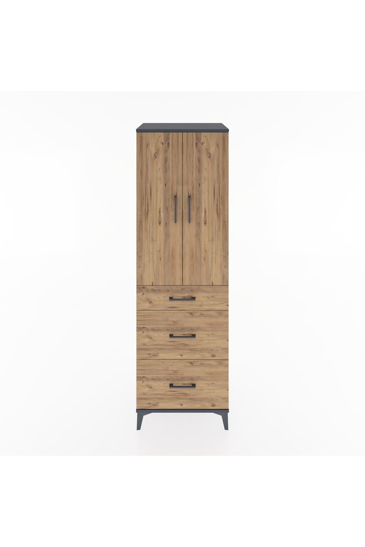 Hyperion Dolap Tek Raflı 3 Çekmeceli Tek Askılı 60x44x195 - S59M060V6B
