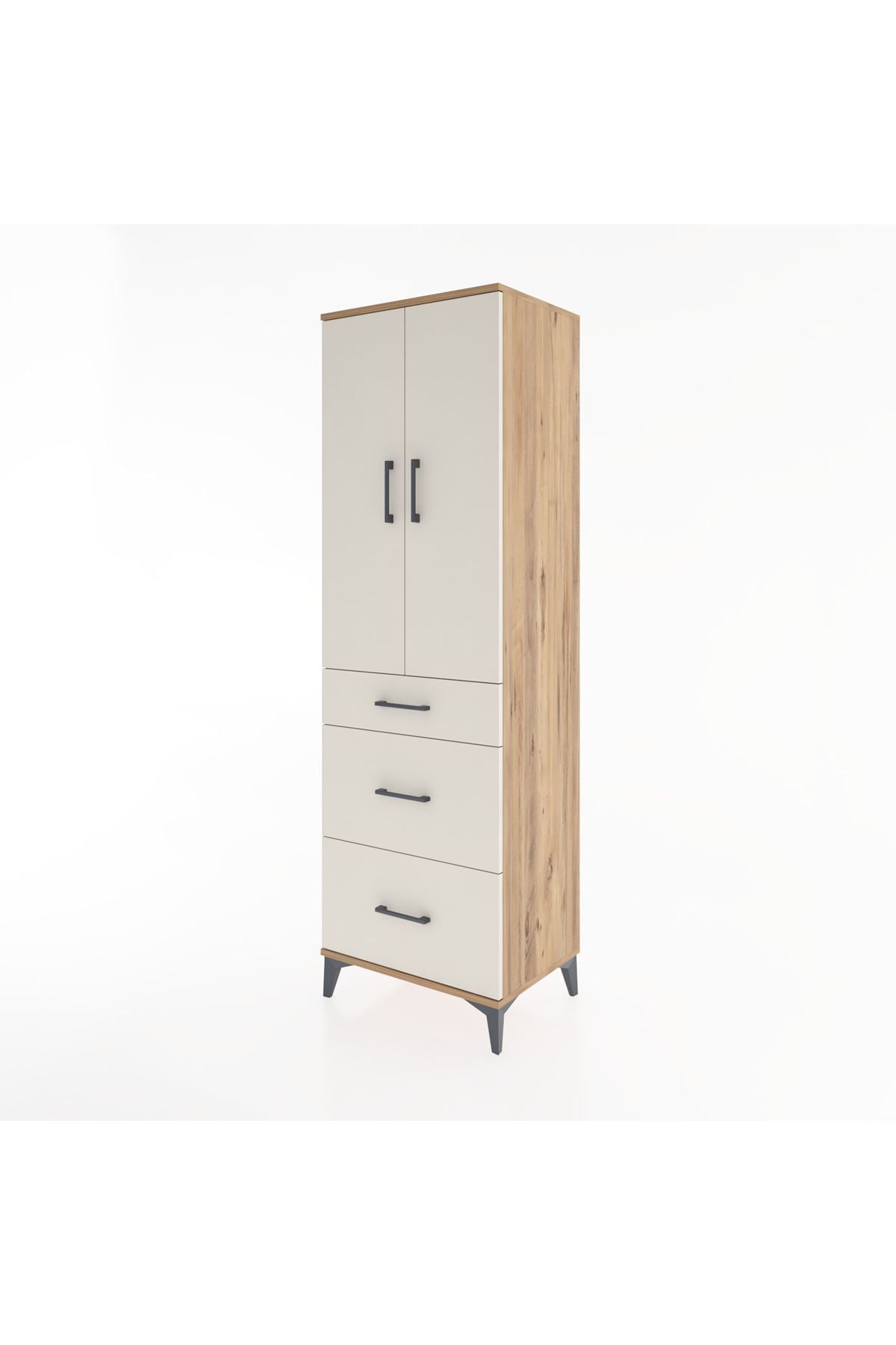 Hyperion Dolap Tek Raflı 3 Çekmeceli Tek Askılı 60x44x195 - S59M060V7B