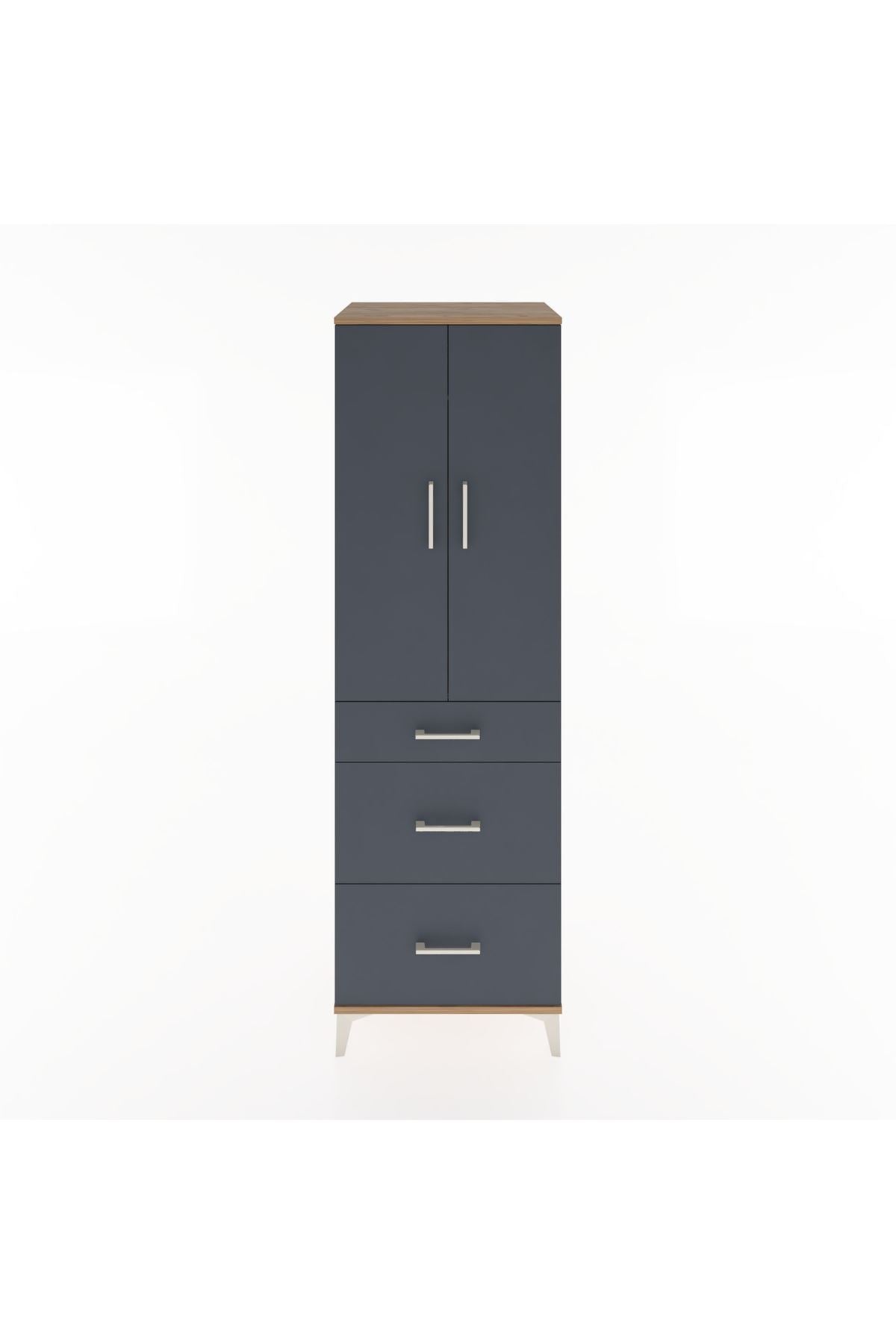 Hyperion Dolap Tek Raflı 3 Çekmeceli Tek Askılı 60x44x195 - S59M060V8B