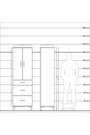 Hyperion Dolap Tek Raflı 3 Çekmeceli Tek Askılı 60x44x195 - S59M060V8B