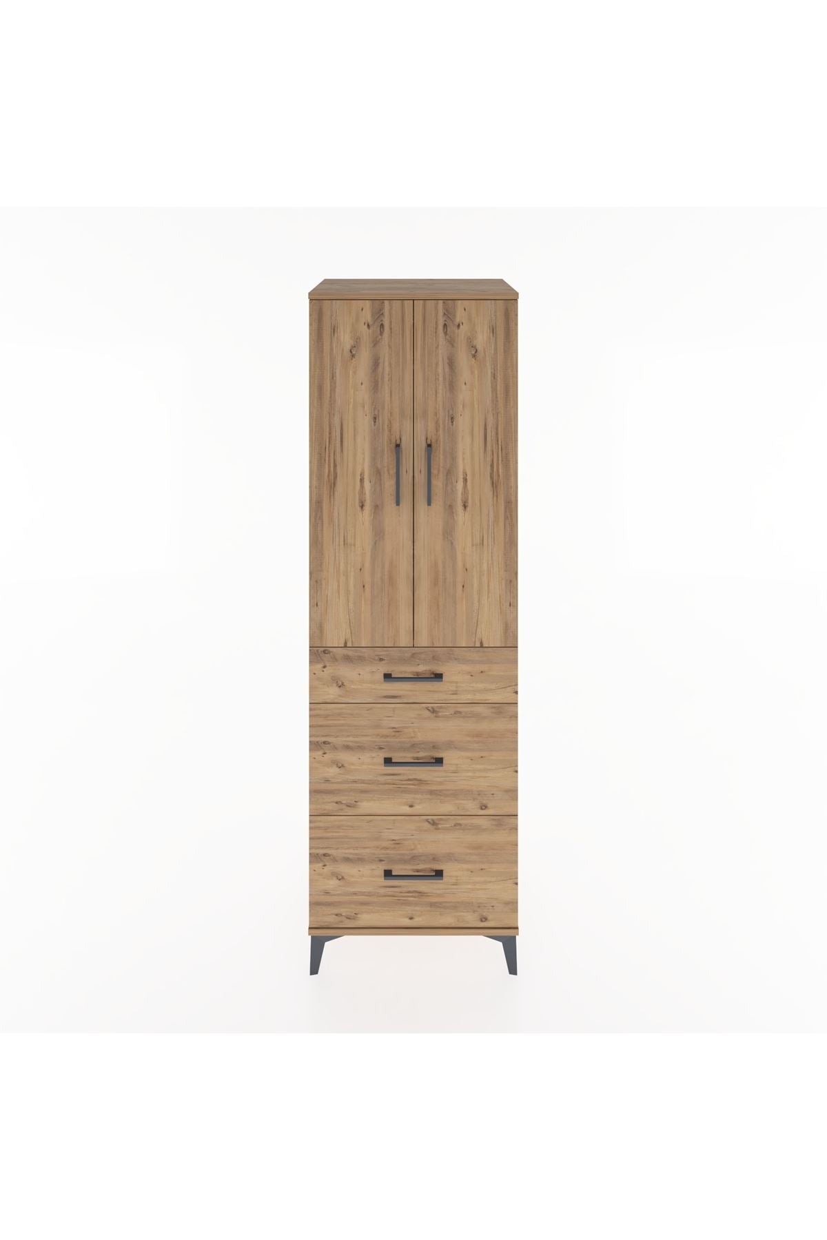 Hyperion Dolap Tek Raflı 3 Çekmeceli Tek Askılı 60x44x195 - S59M060V9B
