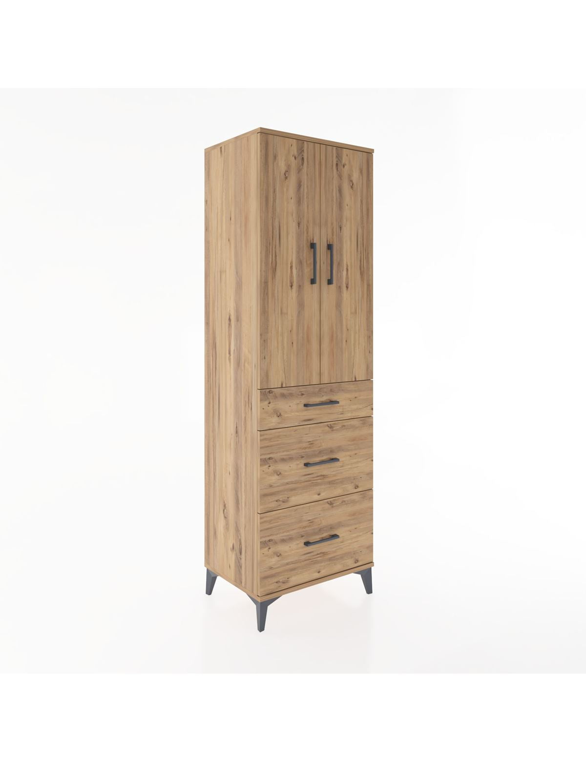Hyperion Dolap Tek Raflı 3 Çekmeceli Tek Askılı 60x44x195 - S59M060V9B