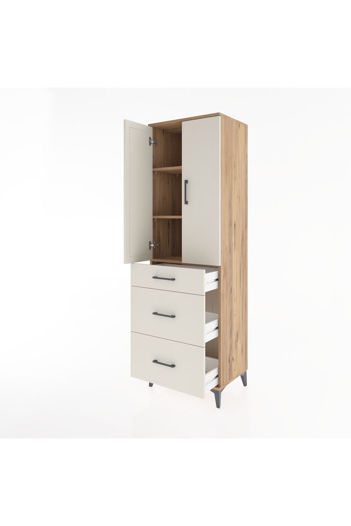 Hyperion Dolap 3 Raflı 3 Çekmeceli 2 Kapaklı 60x44x195 - S59M061V7B