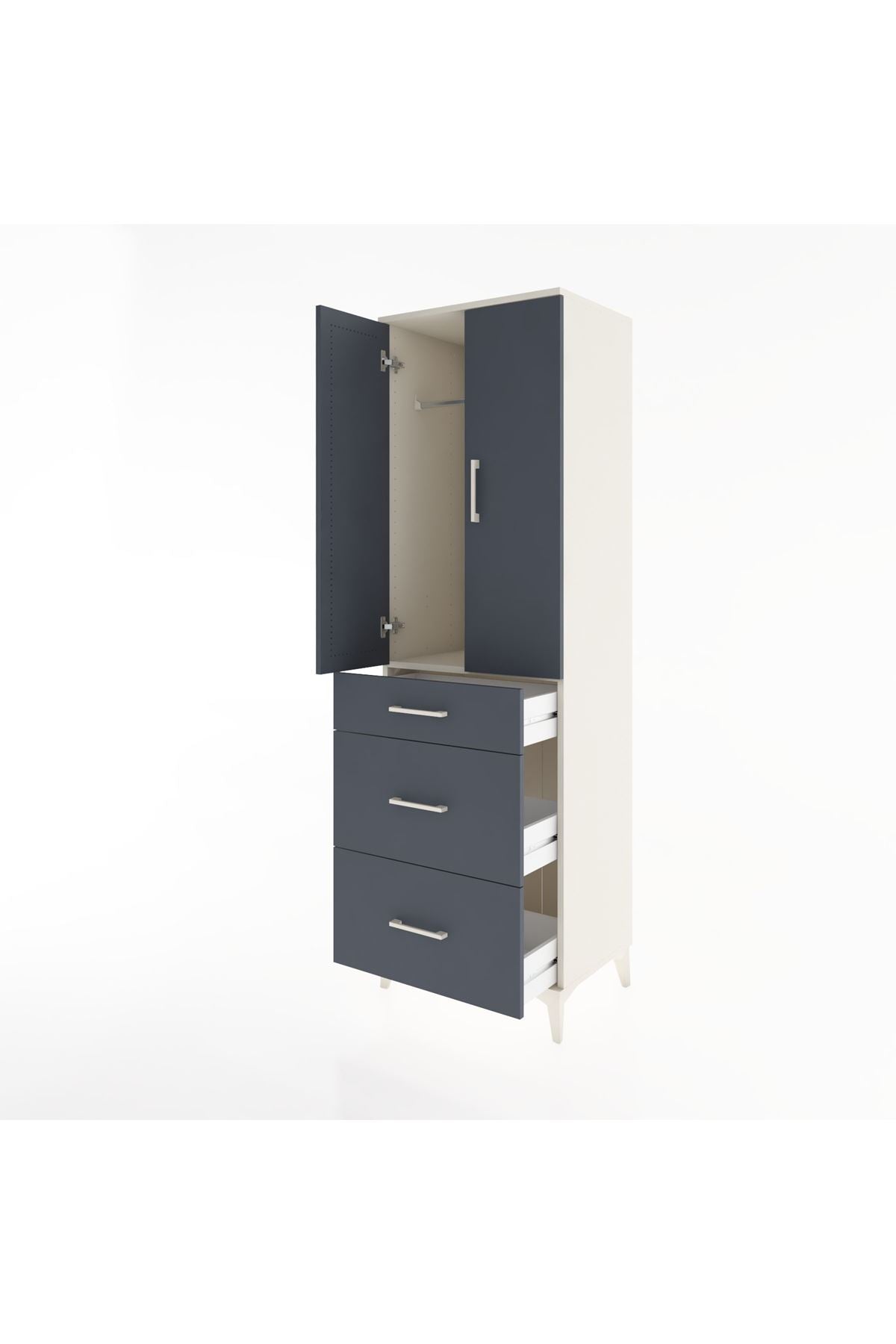 Hyperion Dolap Tek Raflı 3 Çekmeceli Tek Askılı 60x44x195 - S59M062V2B