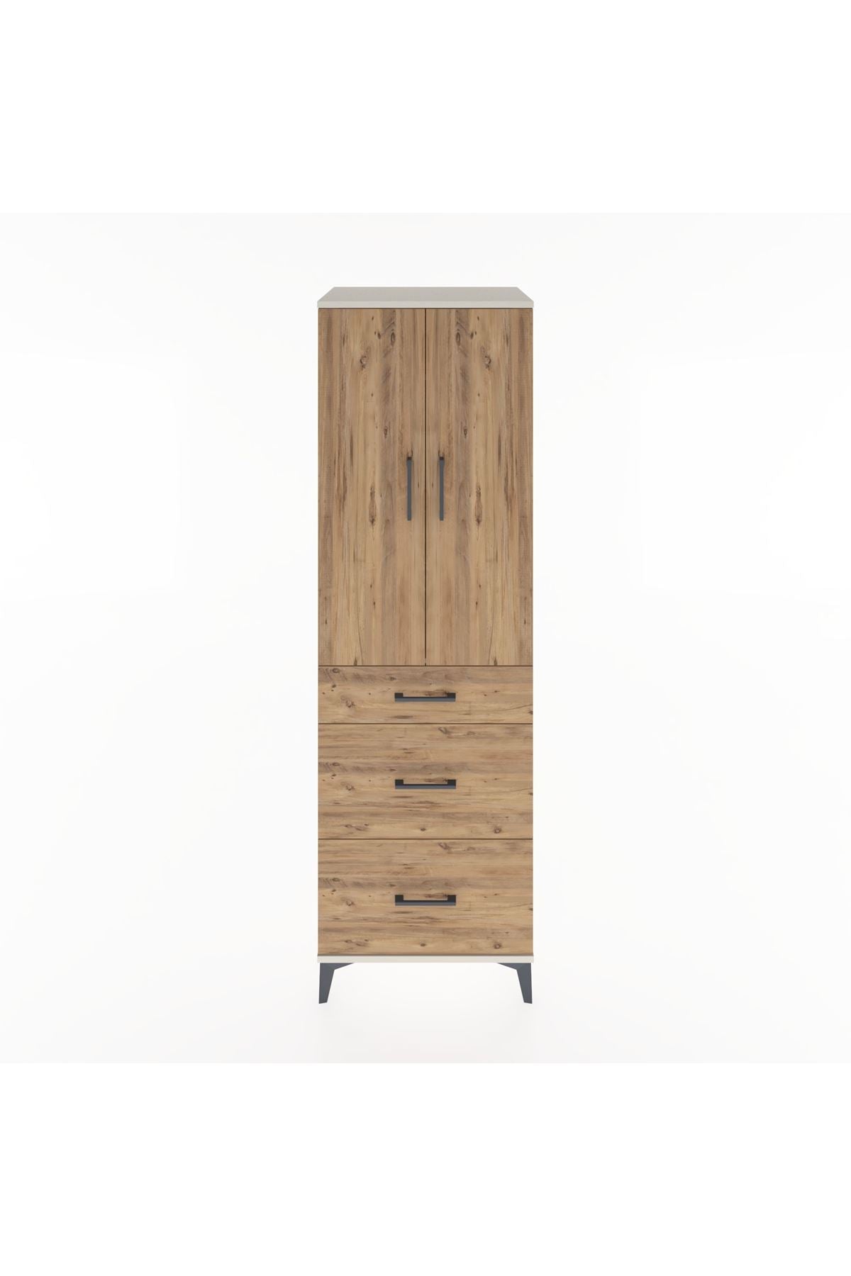 Hyperion Dolap Tek Raflı 3 Çekmeceli Tek Askılı 60x44x195 - S59M062V3B