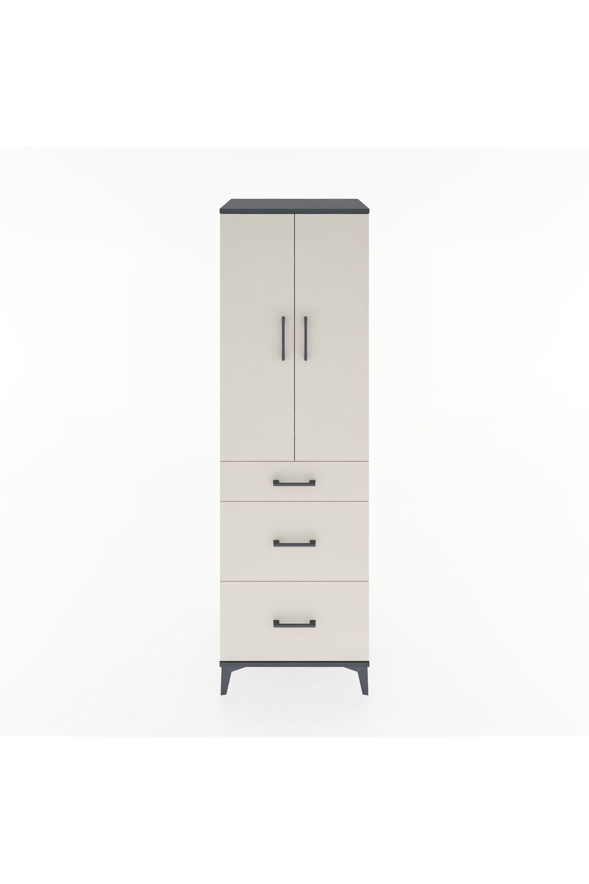 Hyperion Dolap Tek Raflı 3 Çekmeceli Tek Askılı 60x44x195 - S59M062V4B