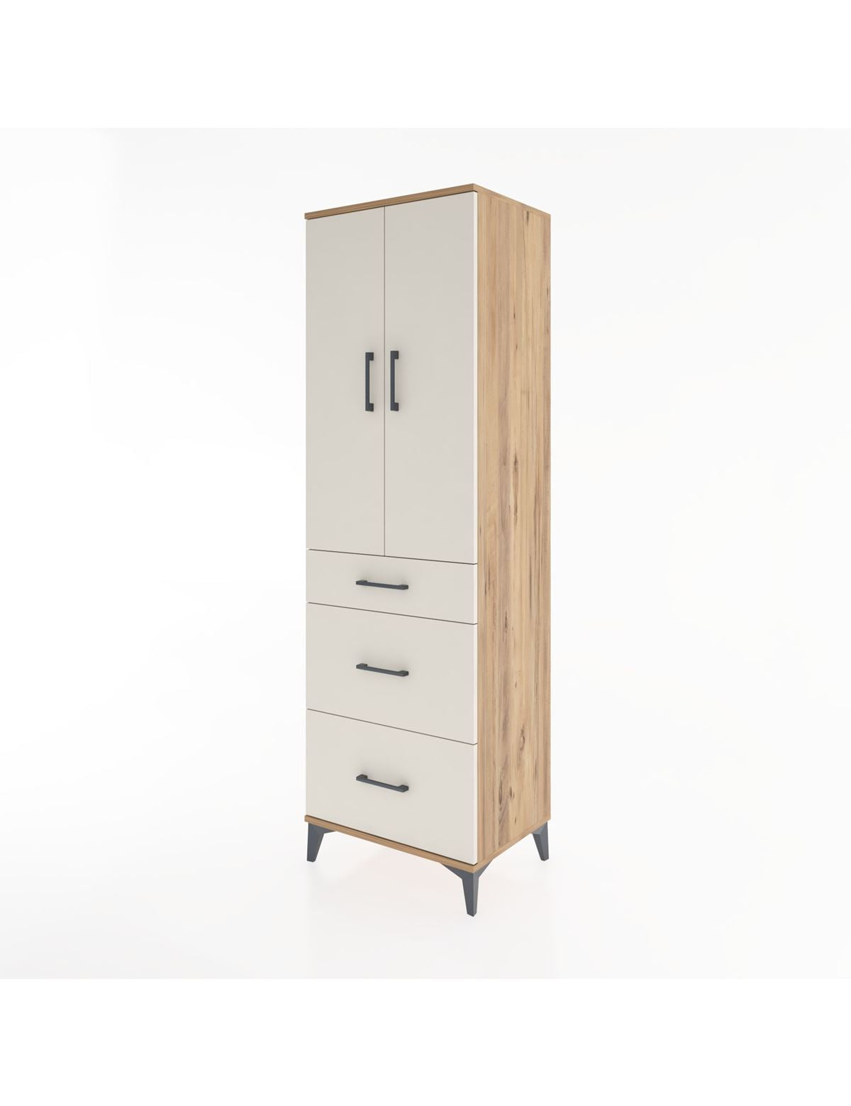 Hyperion Dolap Tek Raflı 3 Çekmeceli Tek Askılı 60x44x195 - S59M062V7B