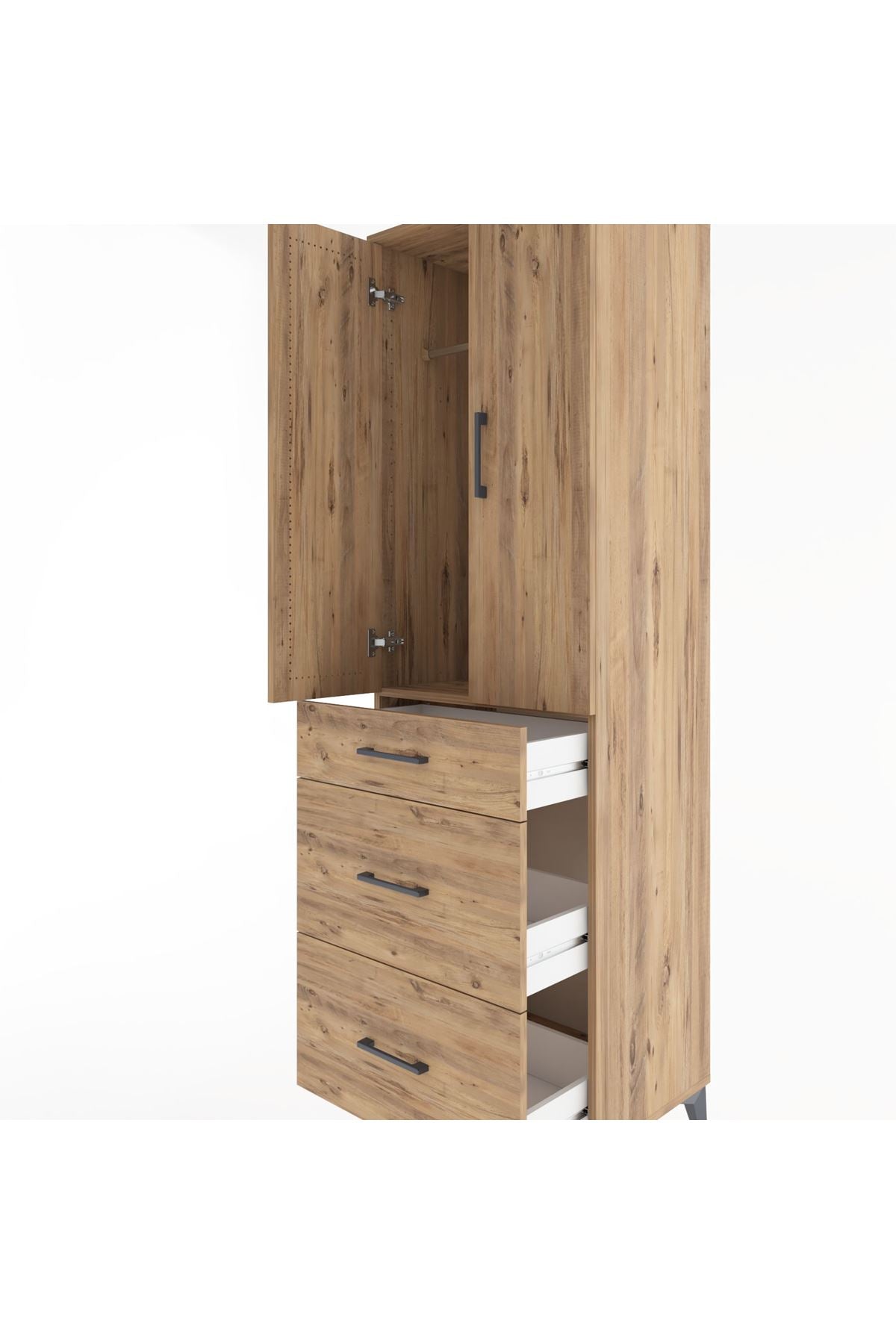 Hyperion Dolap Tek Raflı 3 Çekmeceli Tek Askılı 60x44x195 - S59M062V9B