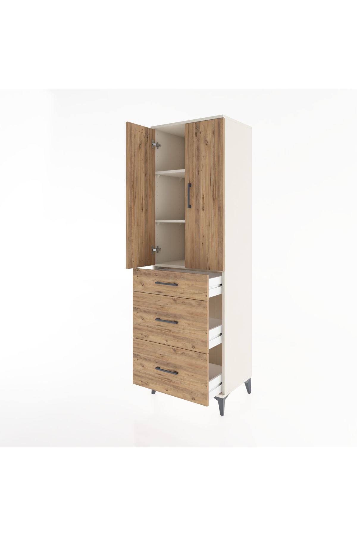 Hyperion Dolap 3 Raflı 3 Çekmeceli 2 Kapaklı 60x44x195 - S59M063V3B
