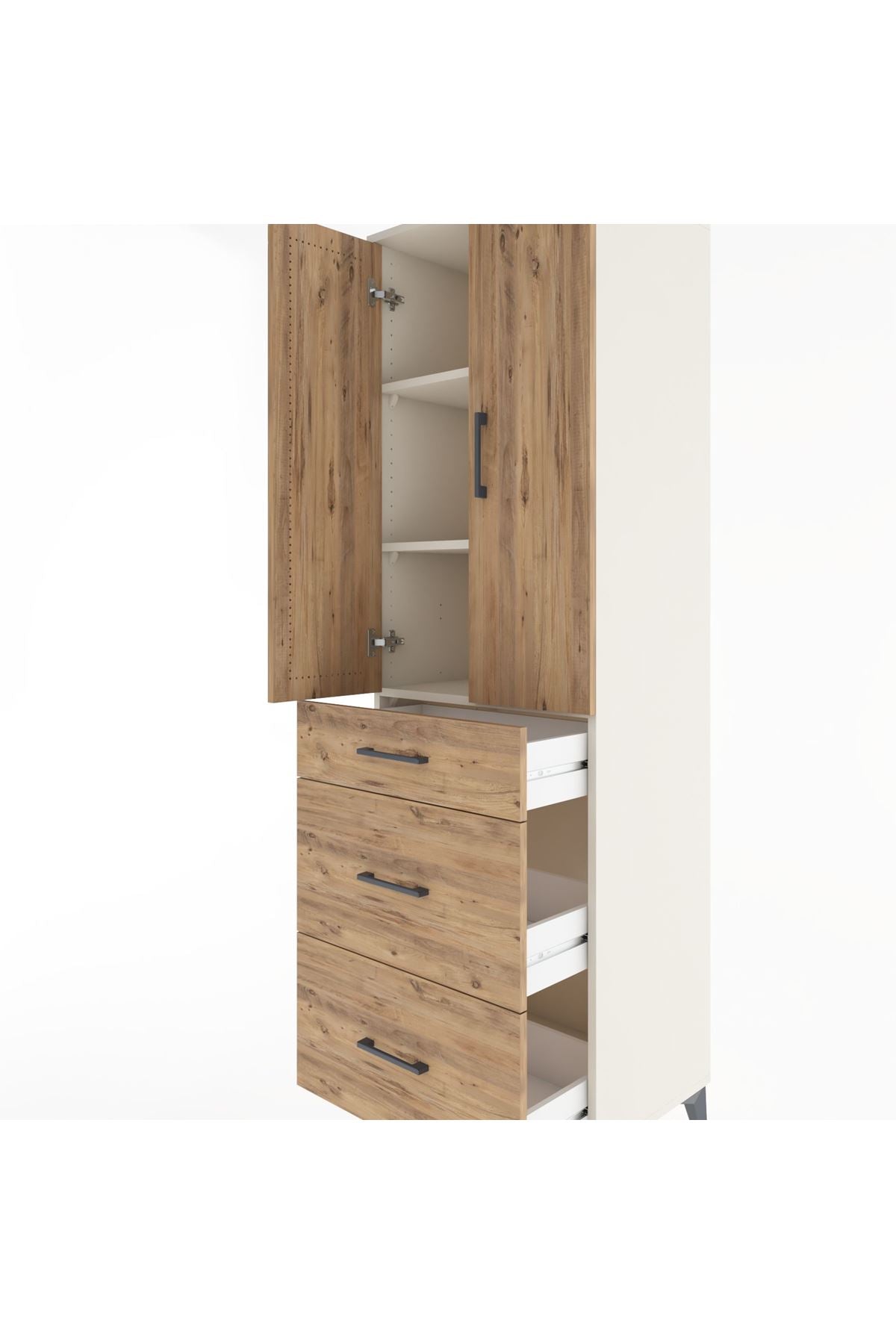 Hyperion Dolap 3 Raflı 3 Çekmeceli 2 Kapaklı 60x44x195 - S59M063V3B