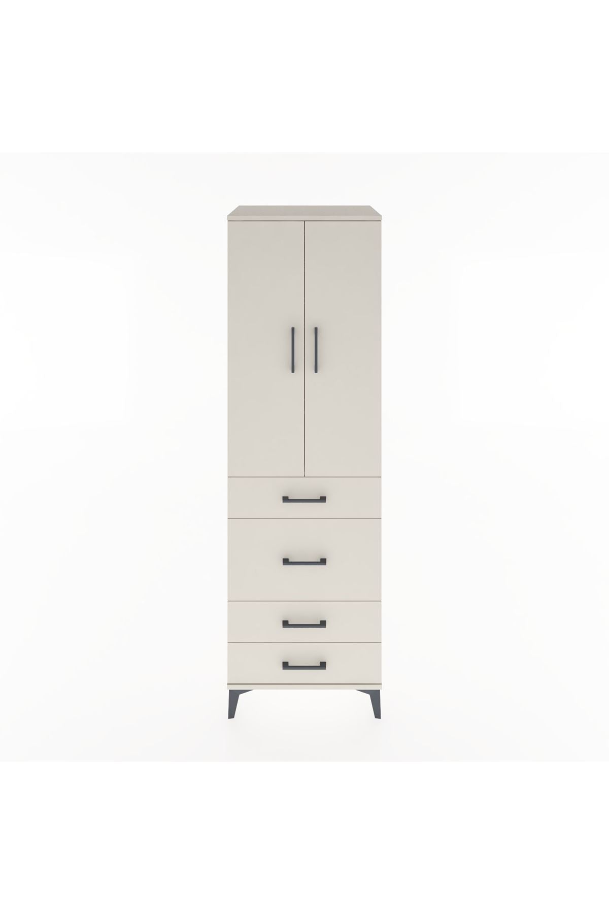 Hyperion Dolap Tek Raflı 4 Çekmeceli Tek Askılı 60x44x195 - S59M064V1B