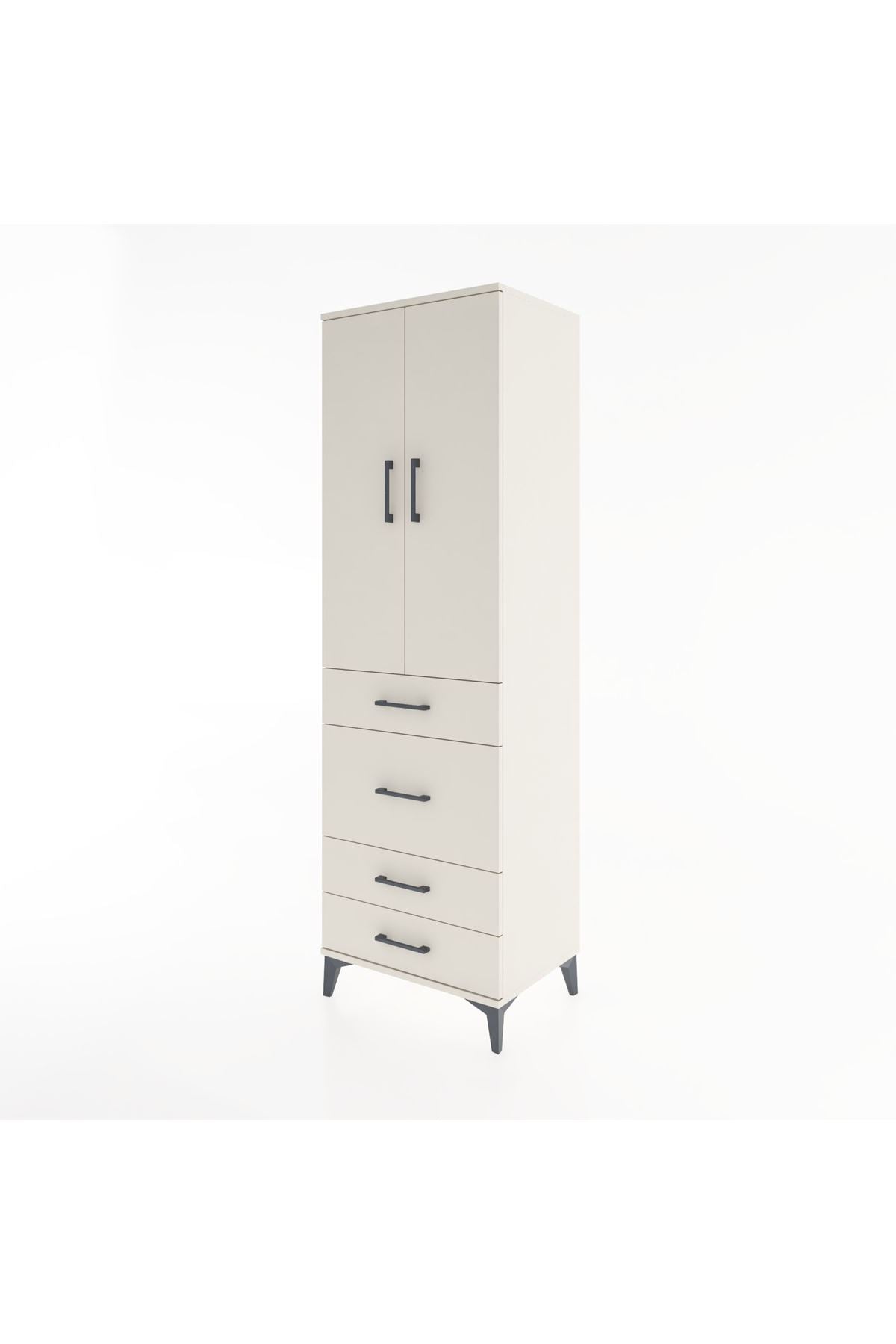 Hyperion Dolap Tek Raflı 4 Çekmeceli Tek Askılı 60x44x195 - S59M064V1B
