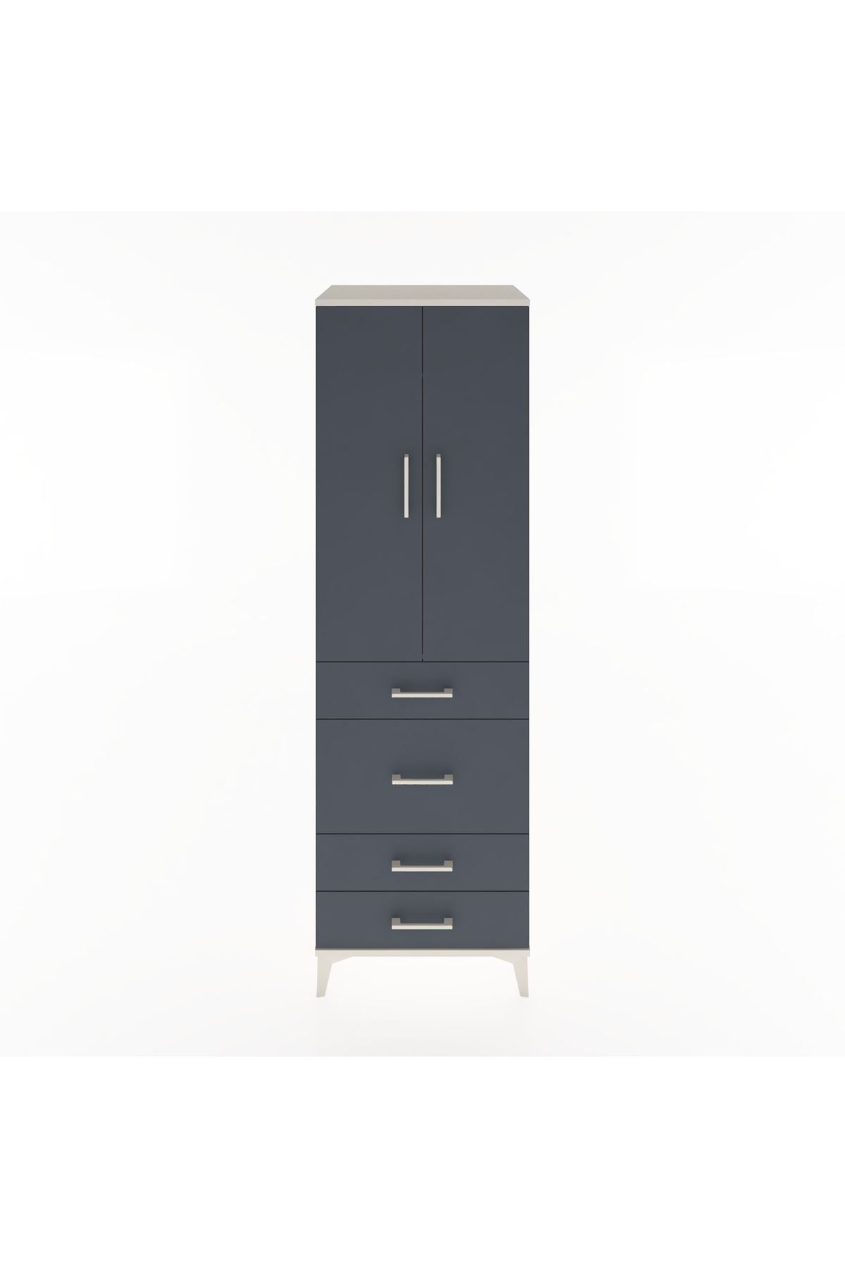 Hyperion Dolap Tek Raflı 4 Çekmeceli Tek Askılı 60x44x195 - S59M064V2B