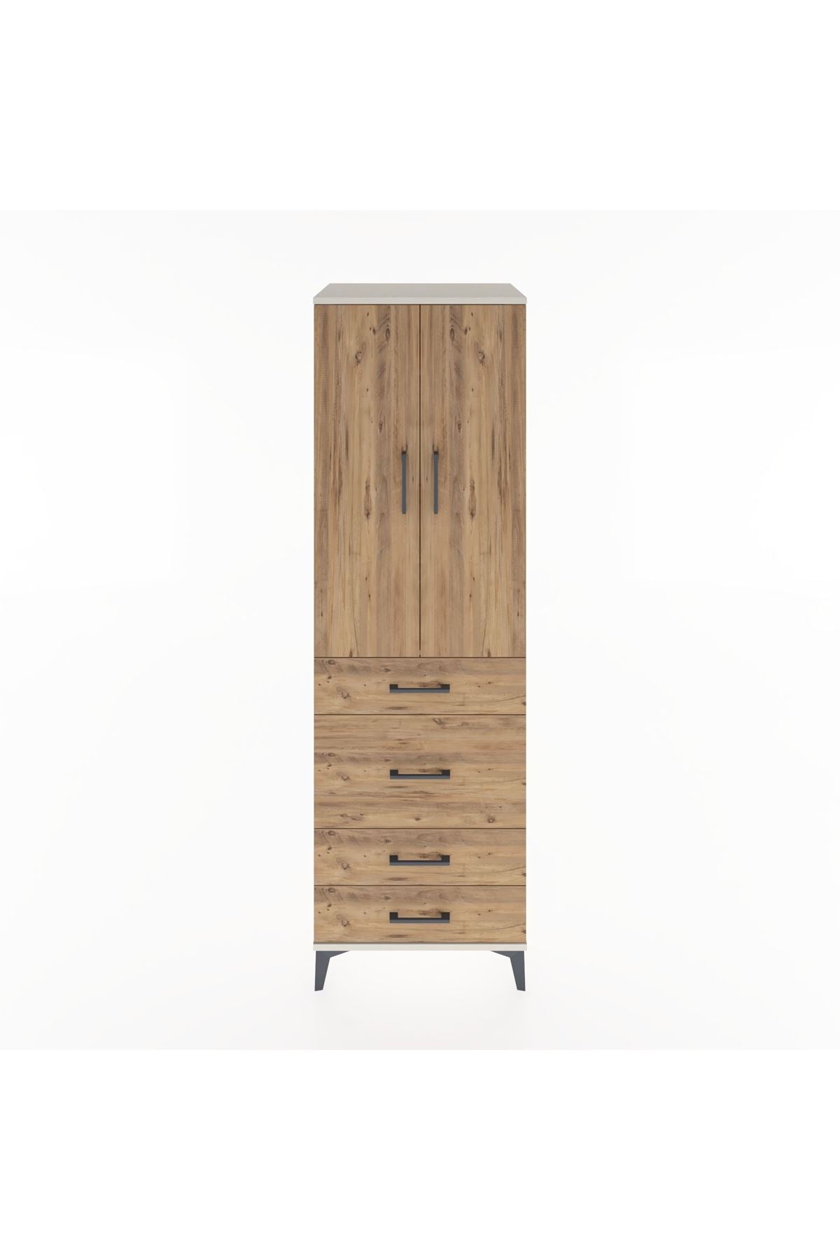 Hyperion Dolap Tek Raflı 4 Çekmeceli Tek Askılı 60x44x195 - S59M064V3B