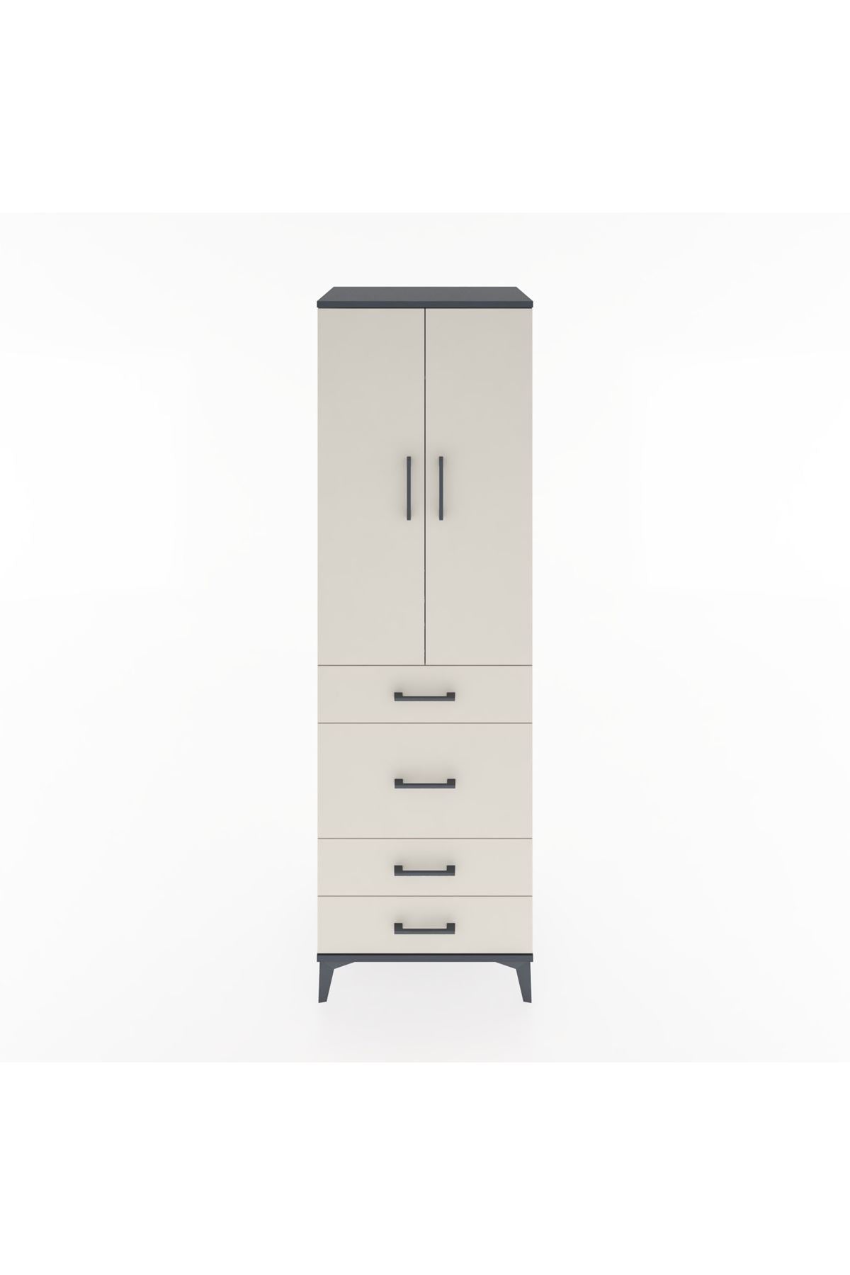 Hyperion Dolap Tek Raflı 4 Çekmeceli Tek Askılı 60x44x195 - S59M064V4B