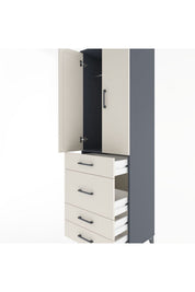 Hyperion Dolap Tek Raflı 4 Çekmeceli Tek Askılı 60x44x195 - S59M064V4B